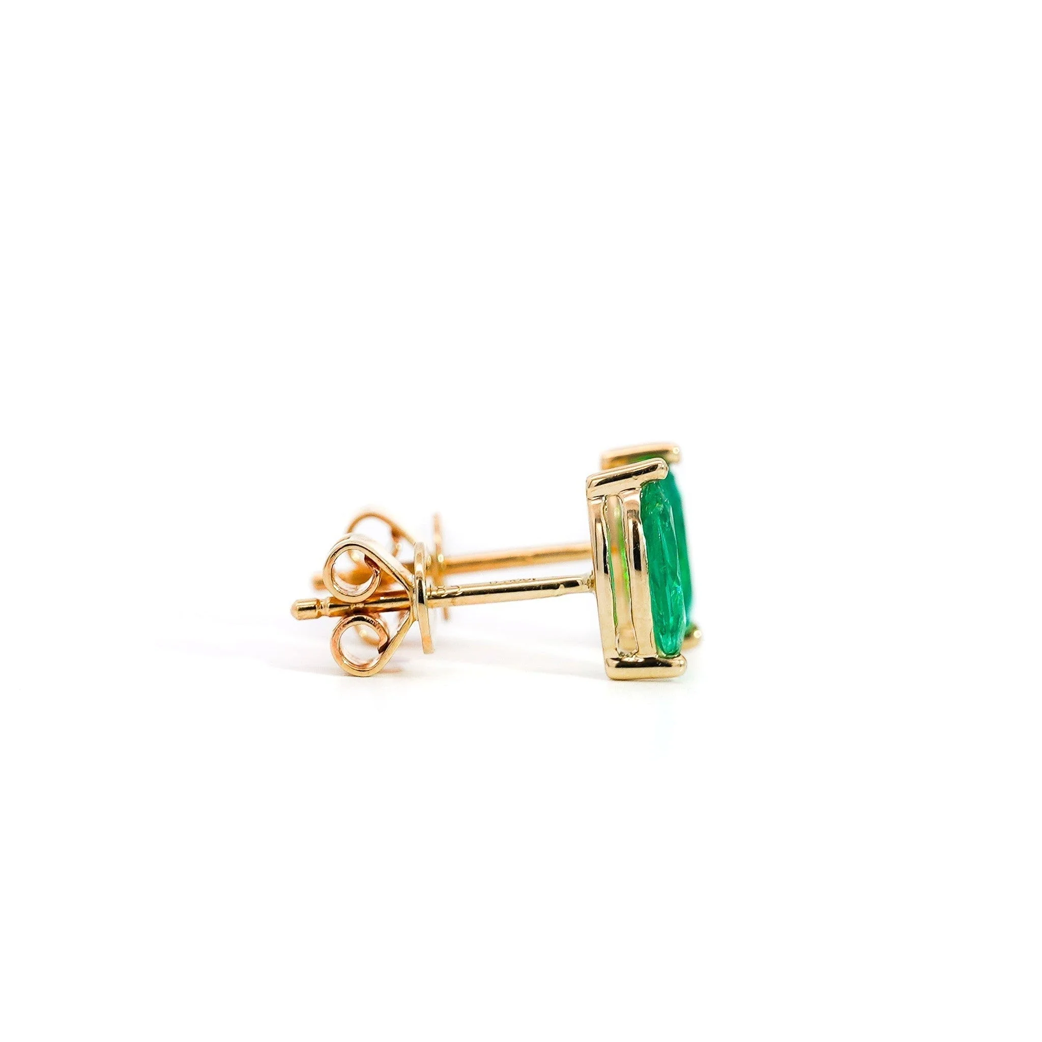 1/2ct Natural Emerald Marquise 8MM Stud Earrings 14K Gold - Image 4