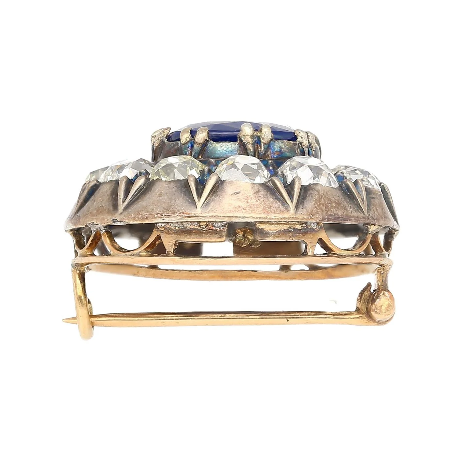 Victorian Era 3.82 Carat No Heat Sapphire and Diamond GRS Certified Brooch - Image 7