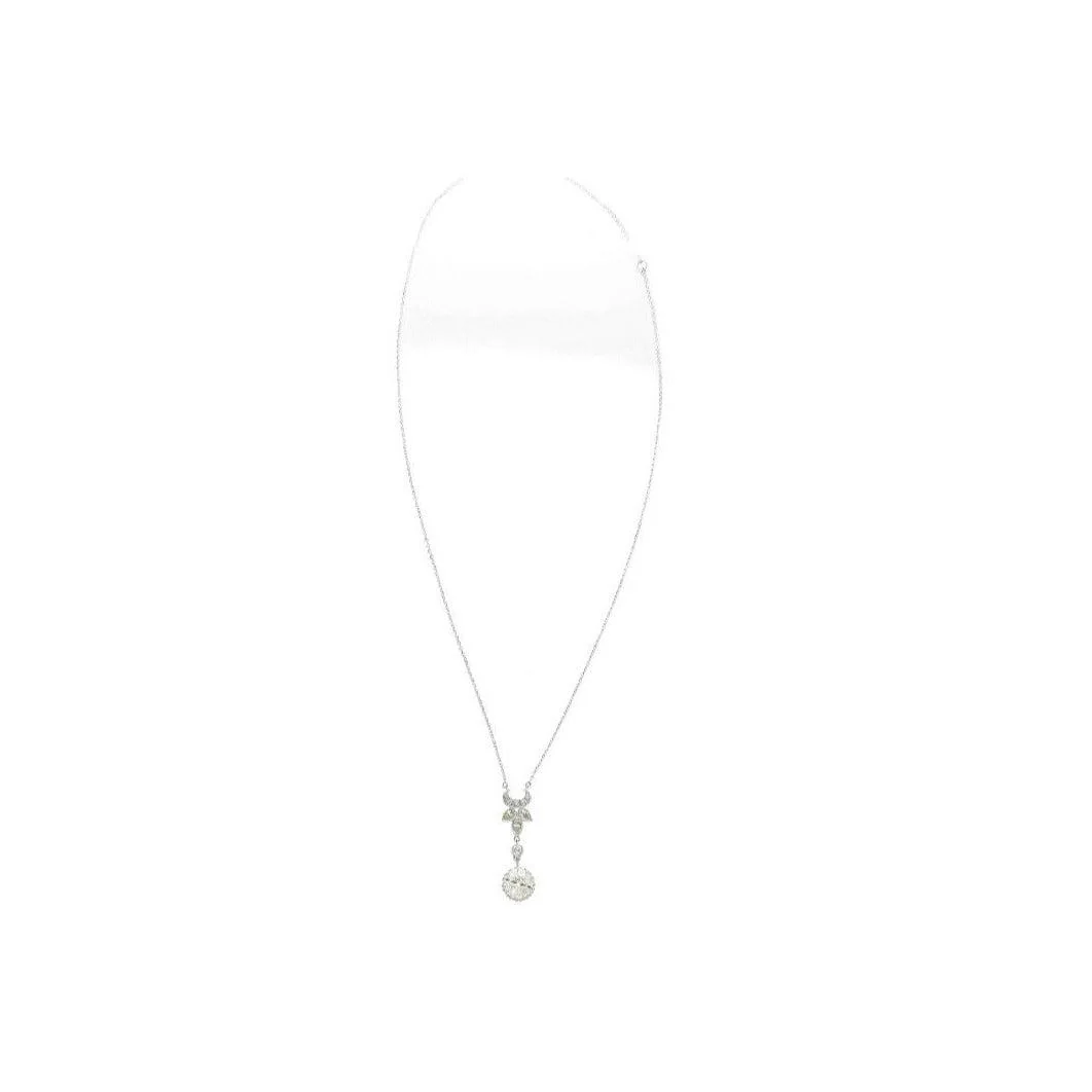 2.60 Carat Old European Cut Diamond Antique Retro Style Pendant Drop Necklace in 18K - Image 6