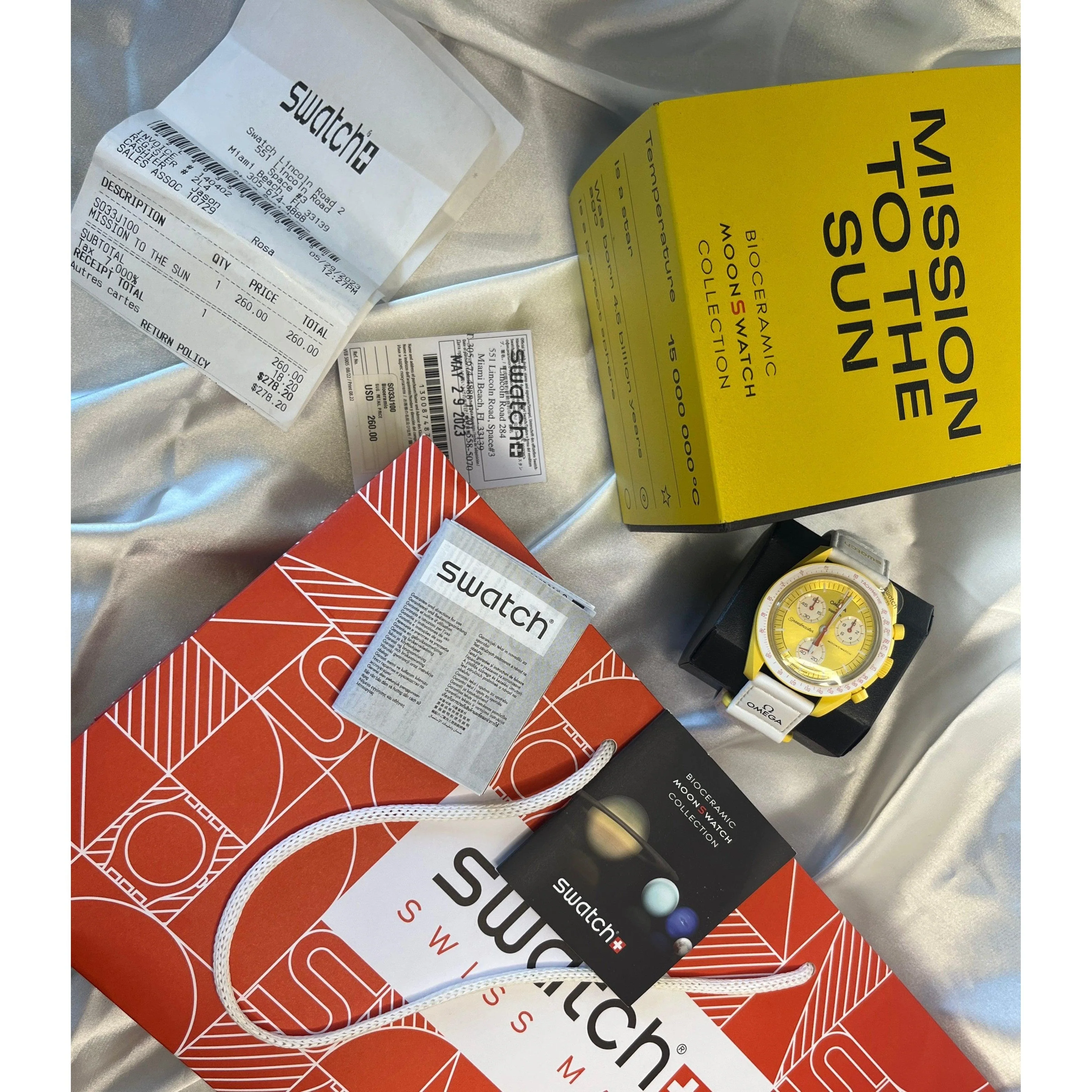 Omega Swatch Sunface Mission To The Sun Brand New Full Set With Receipt - Image 6