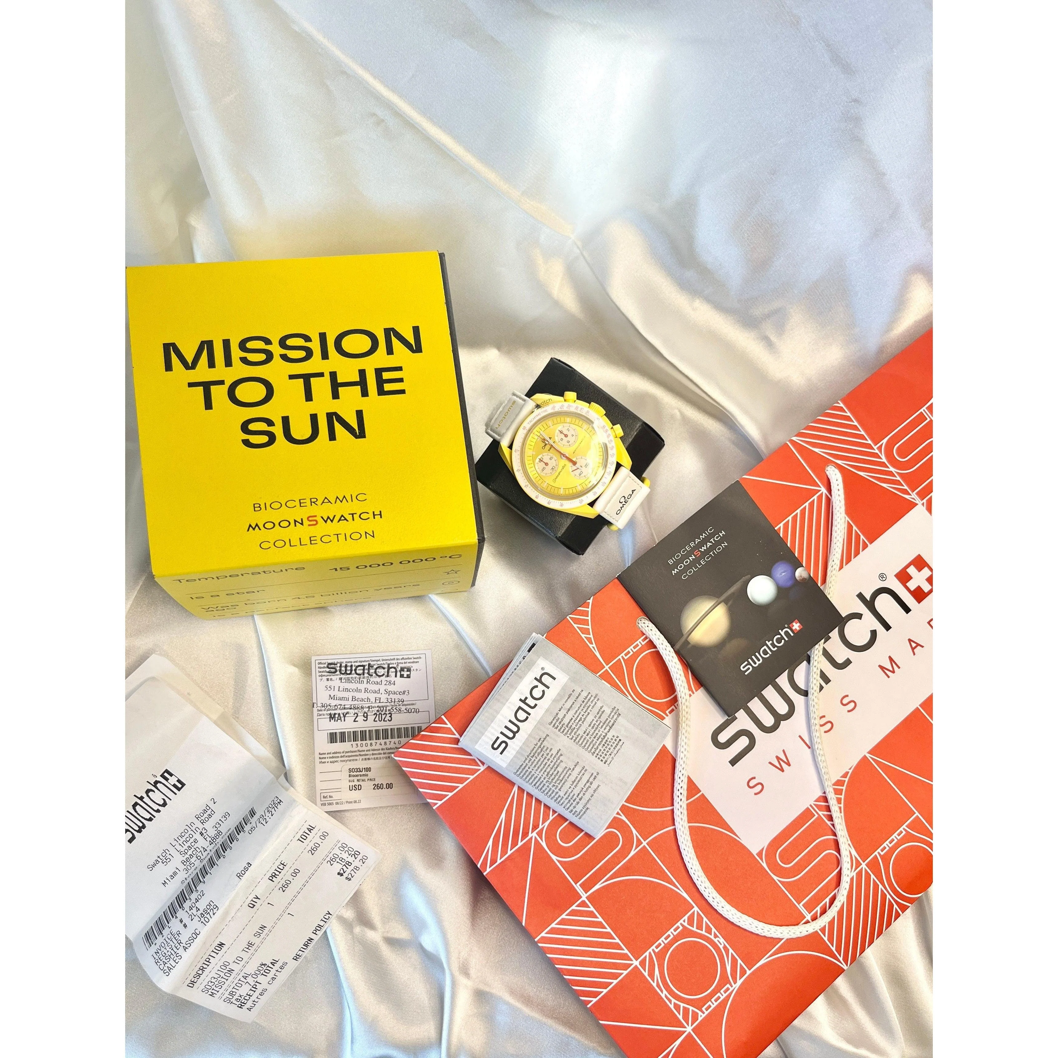 Omega Swatch Sunface Mission To The Sun Brand New Full Set With Receipt - Image 7