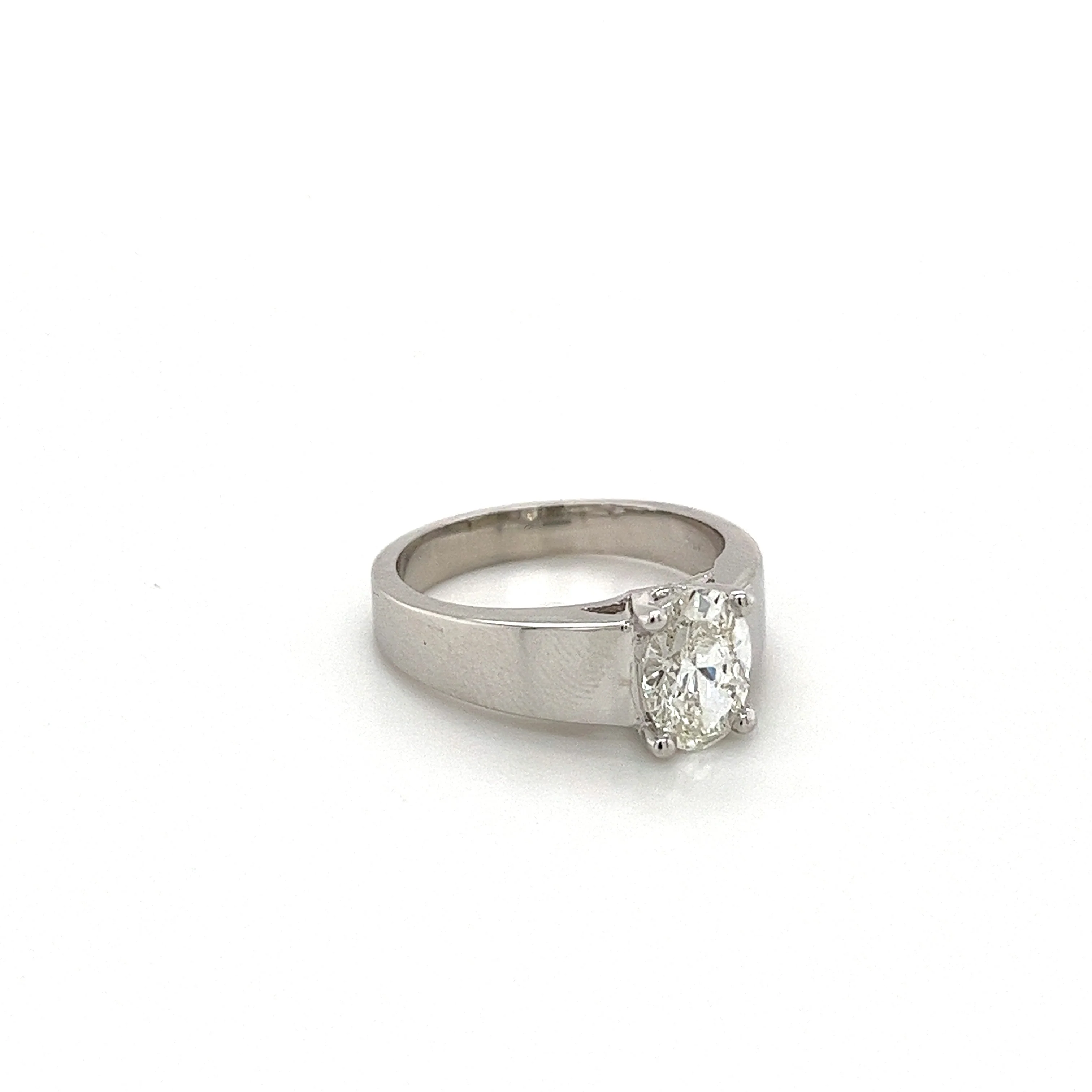 Oval Cut Lab Grown Diamond Wide Band 14K White Gold Ring - Image 2