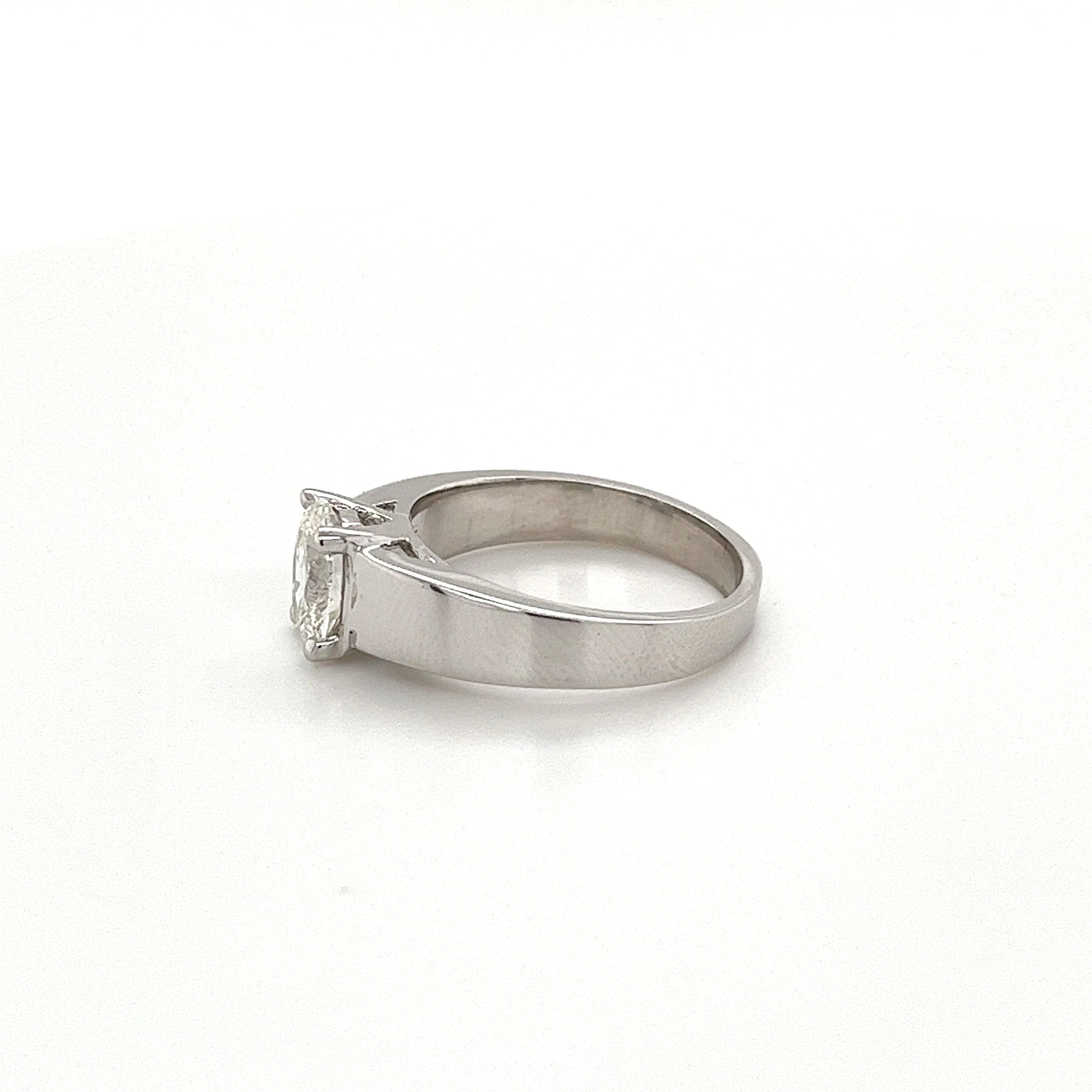Oval Cut Lab Grown Diamond Wide Band 14K White Gold Ring - Image 3