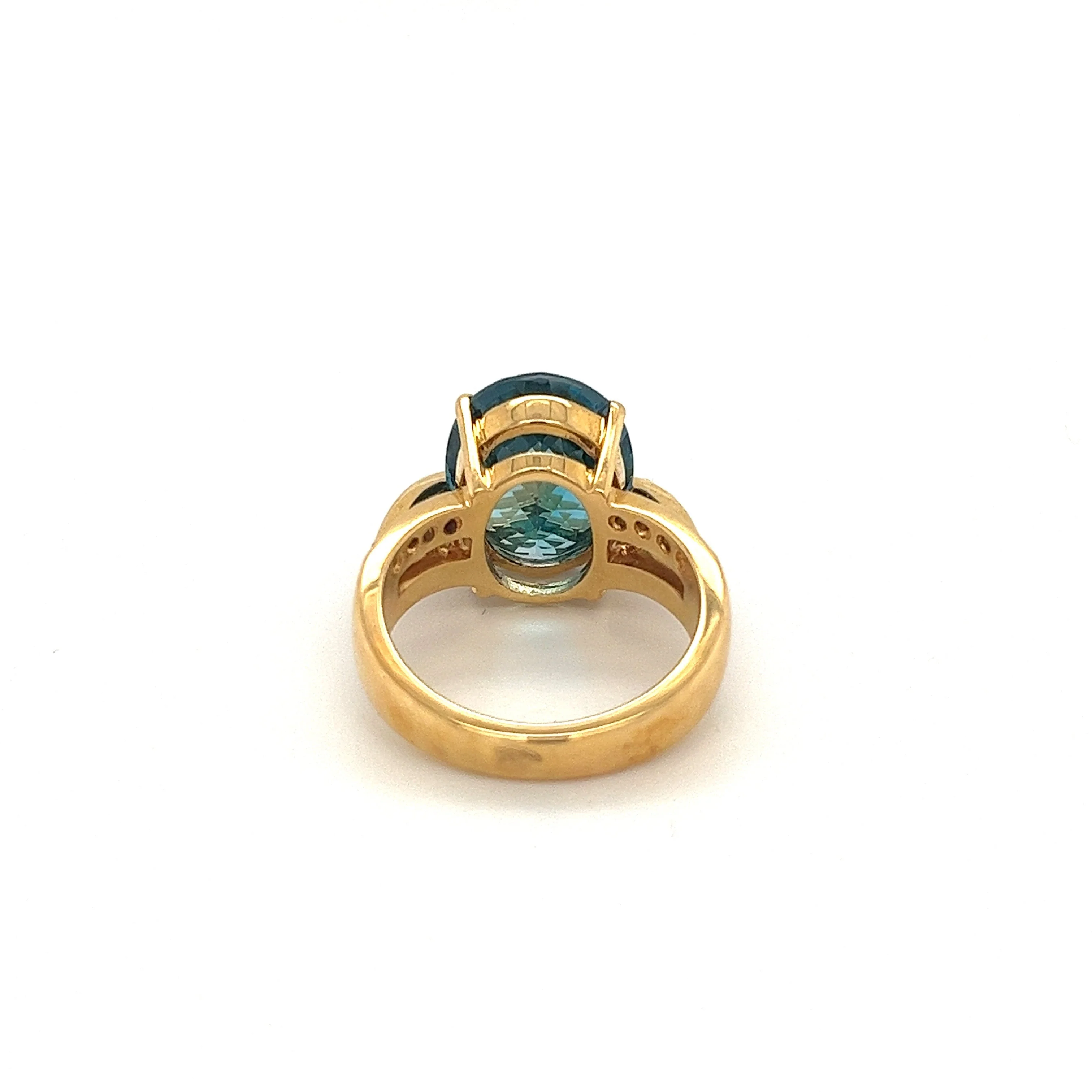 Overlap Bypass Blue Topaz and Diamond Cocktail Ring for Women - Image 4