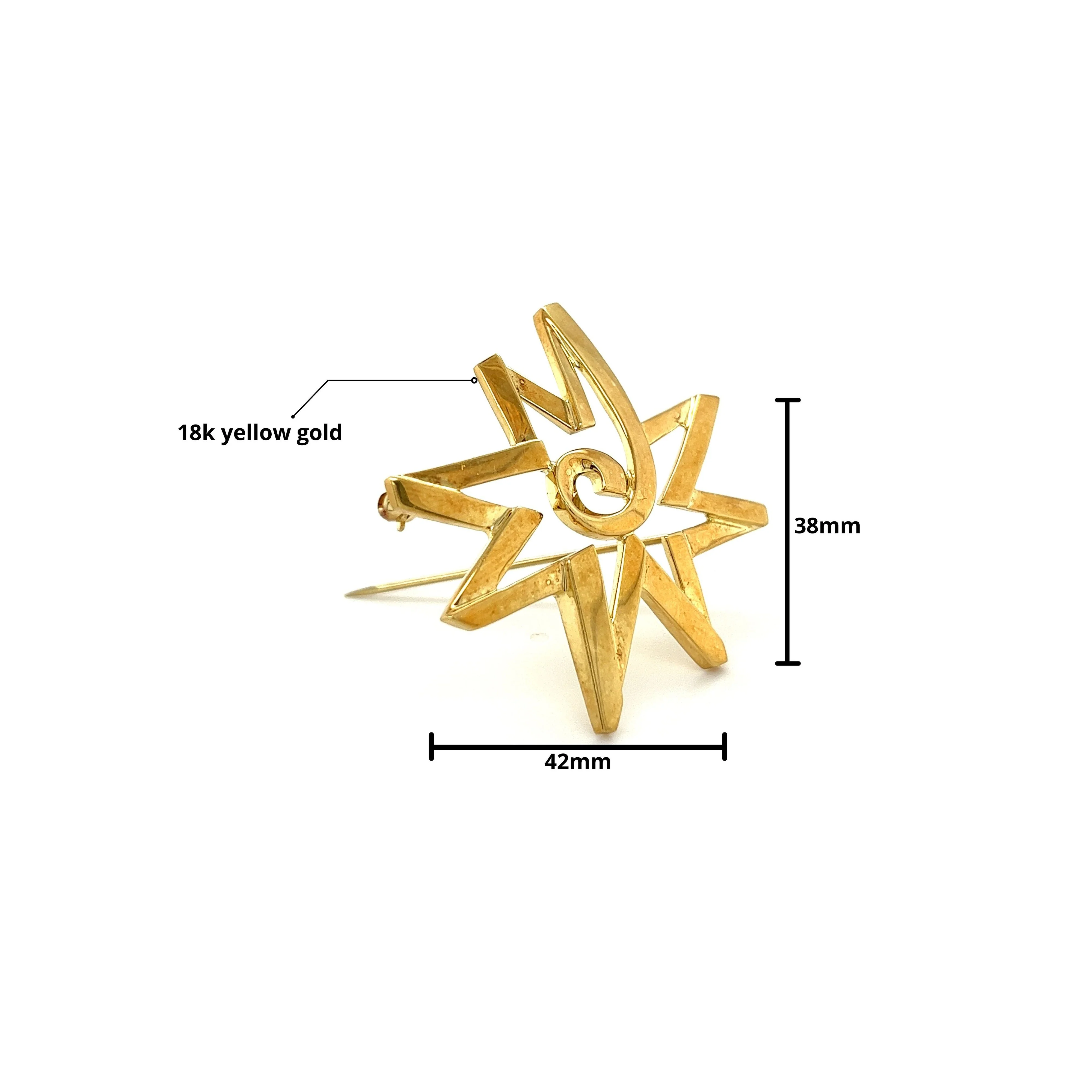 Paloma Picasso For Tiffany & Co. Celestial Star Geometric Pin Brooch in 18k Yellow Gold - Image 3