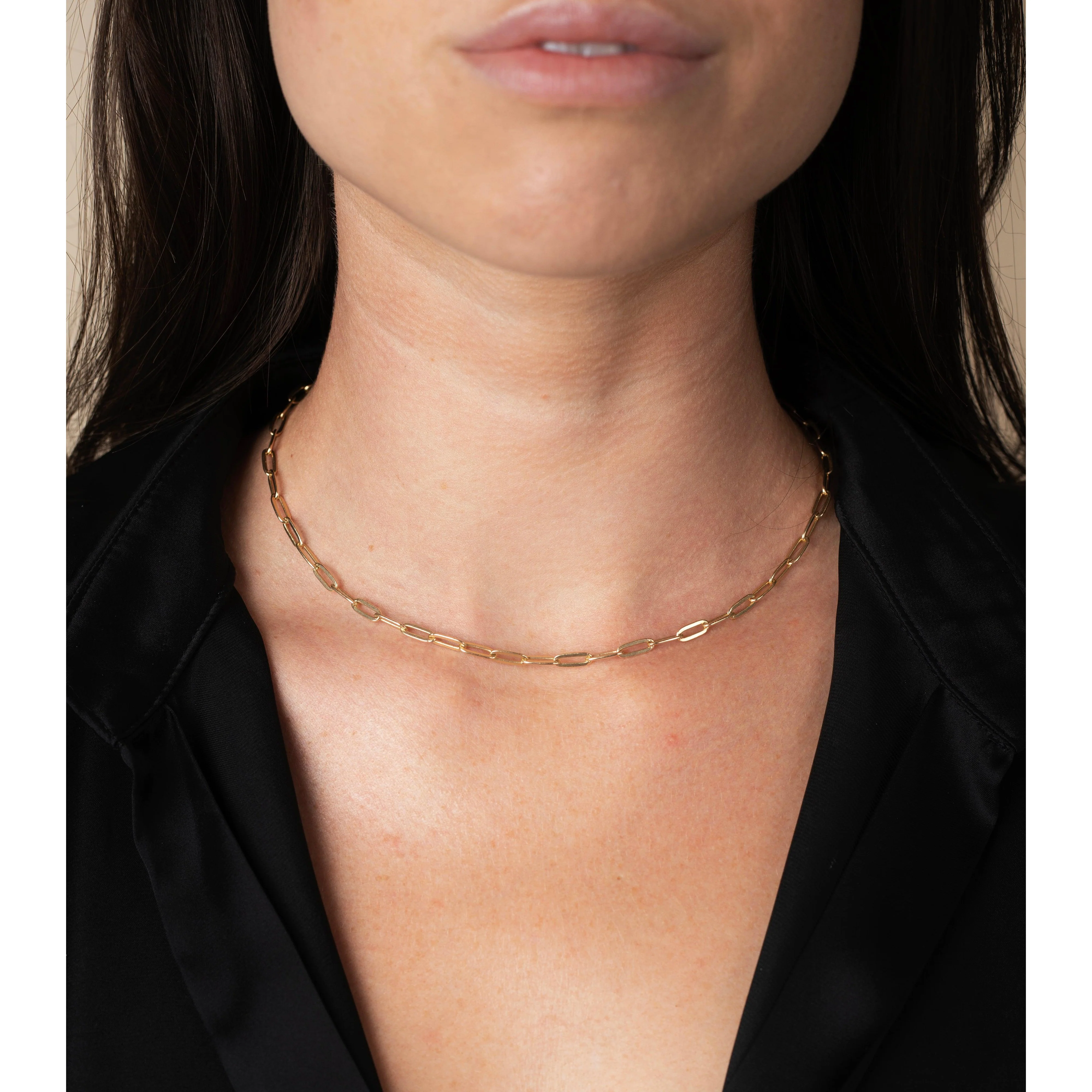 14K Gold 3.8MM 16 Inch Paper Clip Chain Necklace - Image 2