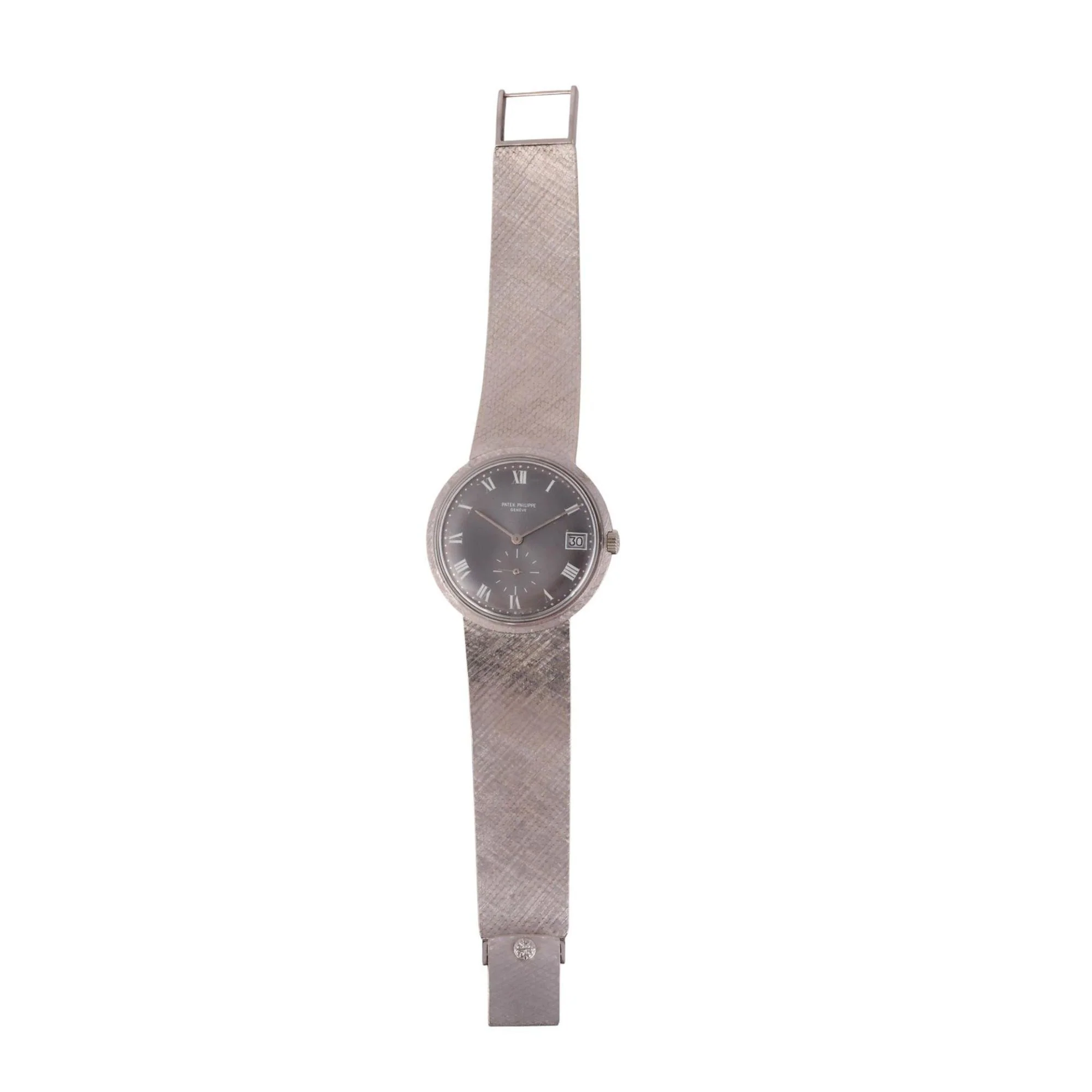 Patek Philippe Calatrava 35MM 18K White Gold Mesh Bracelet Gray Dial Watch - Image 2