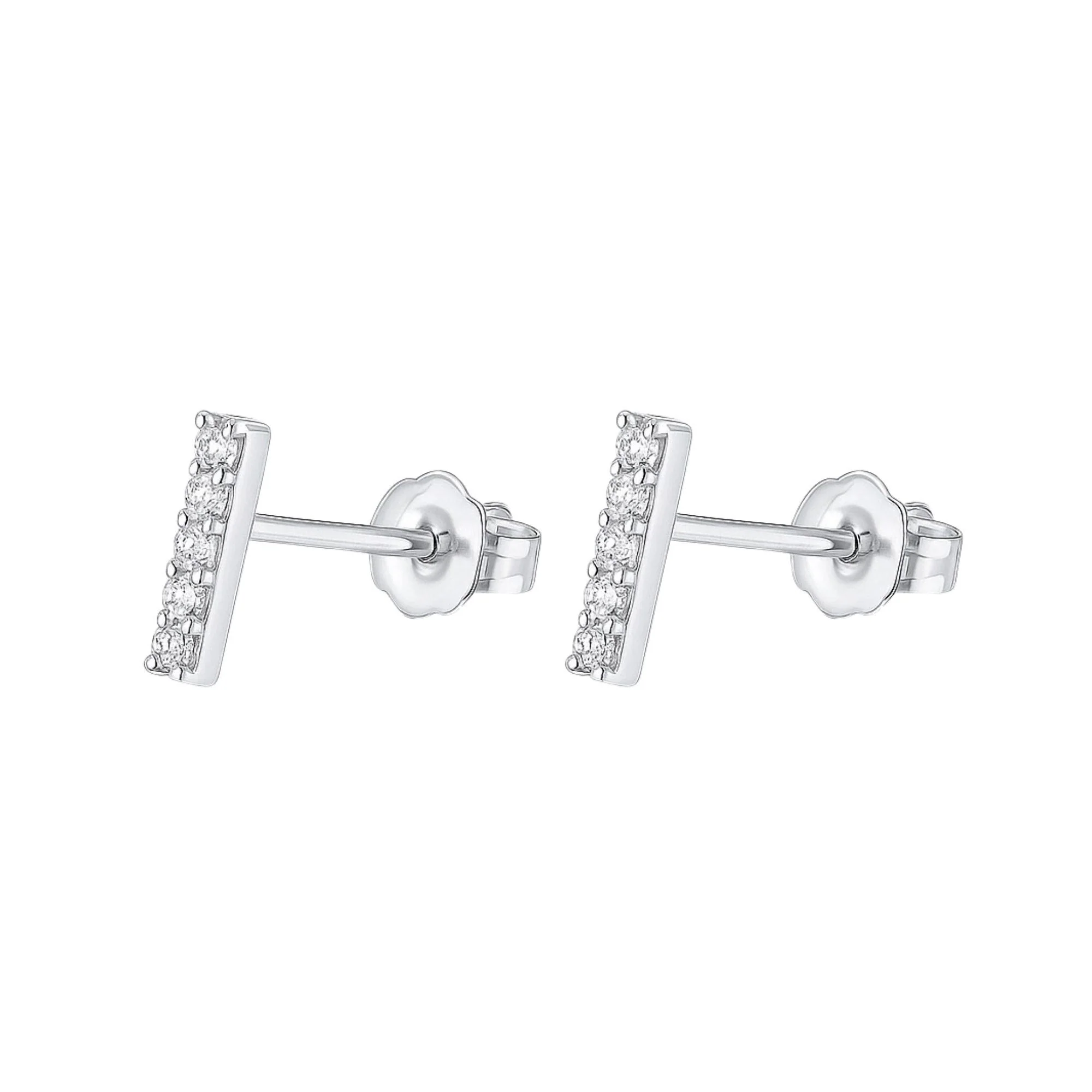 Pave Natural Diamond Flush Bar 14K Stud Earring - Image 5