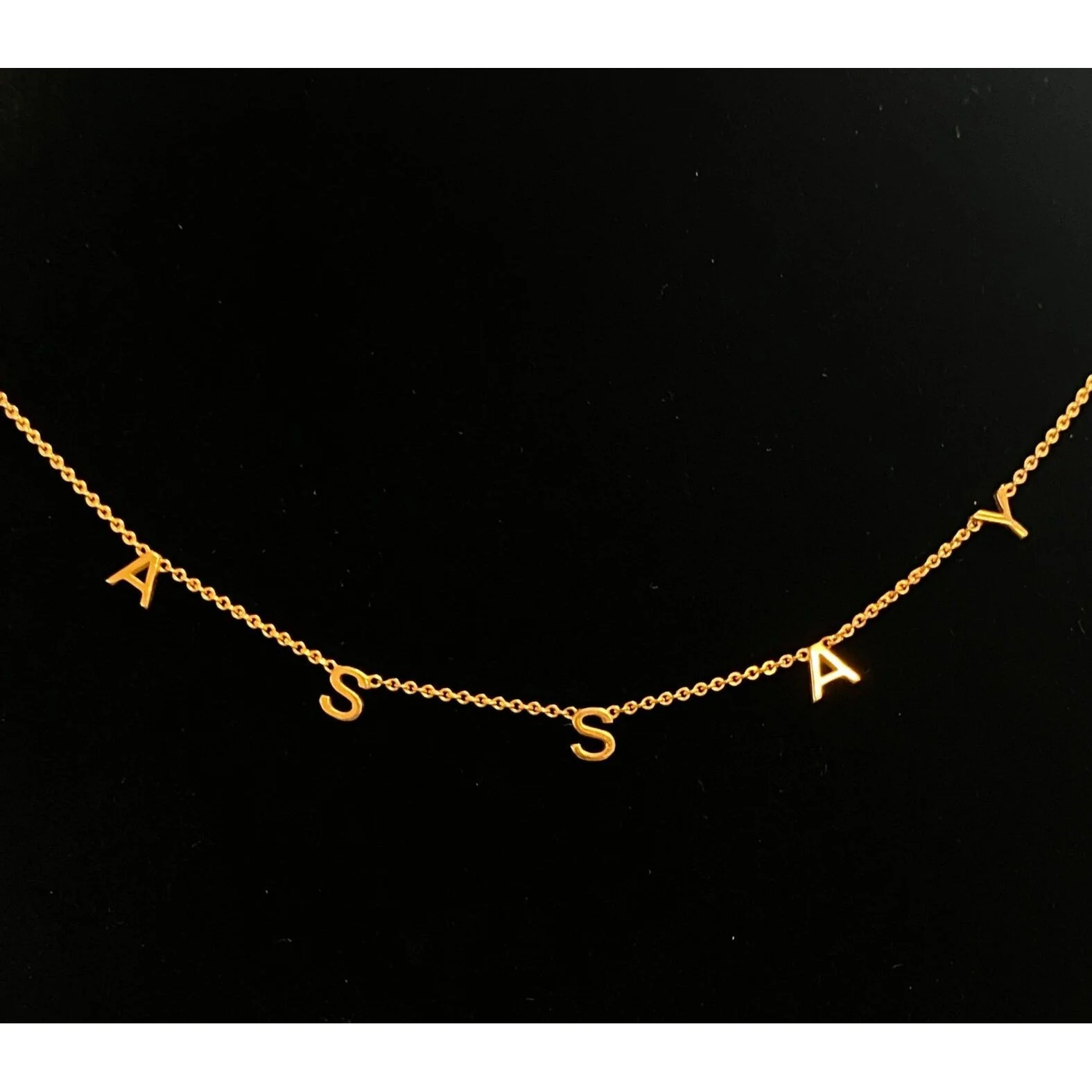 Custom Letter Name Necklace in 14k Solid Gold With Integrated Letters - Image 3
