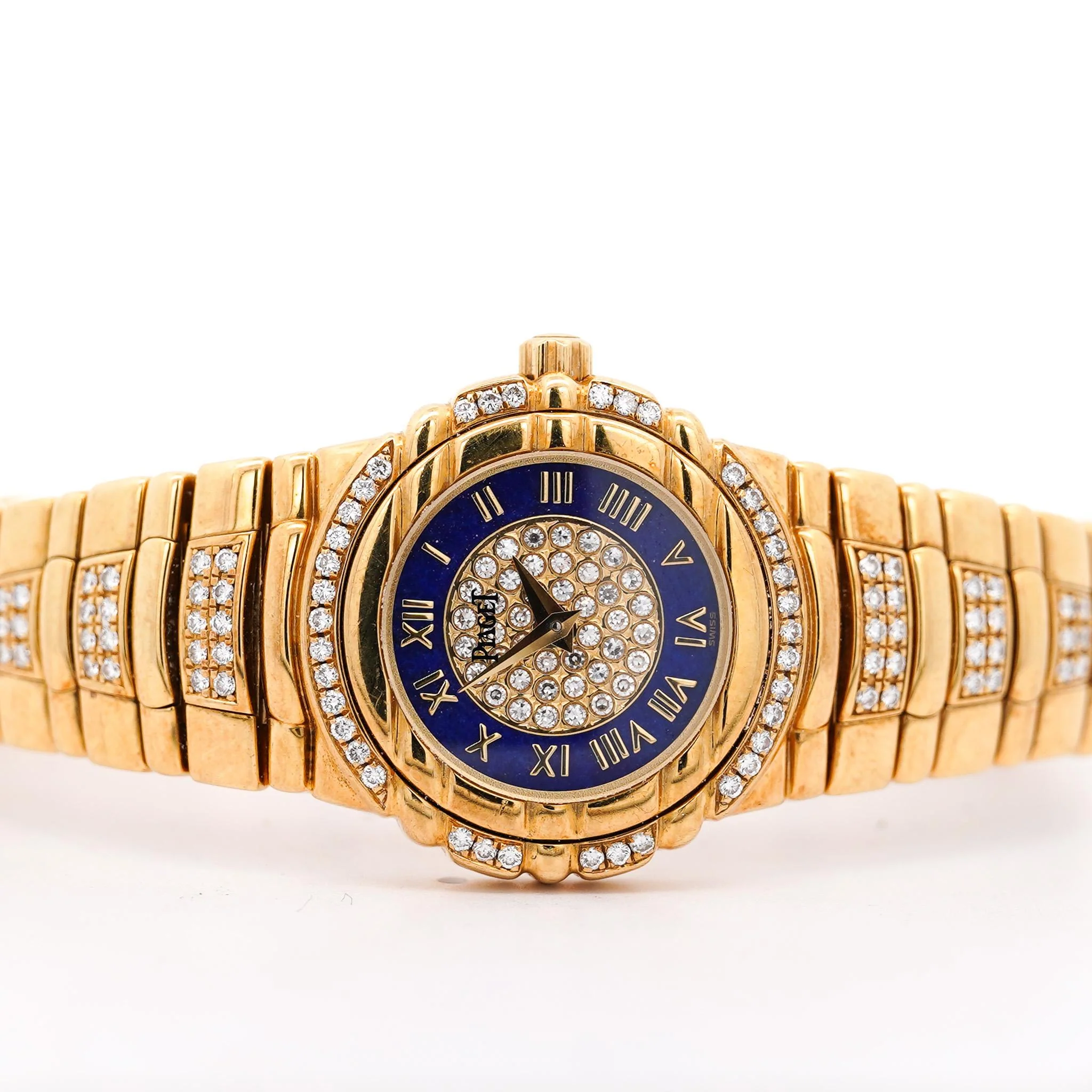 Piaget Tanagra Lapis Lazuli Diamond 18K Gold Bracelet Vintage Watch Full Set - Image 7