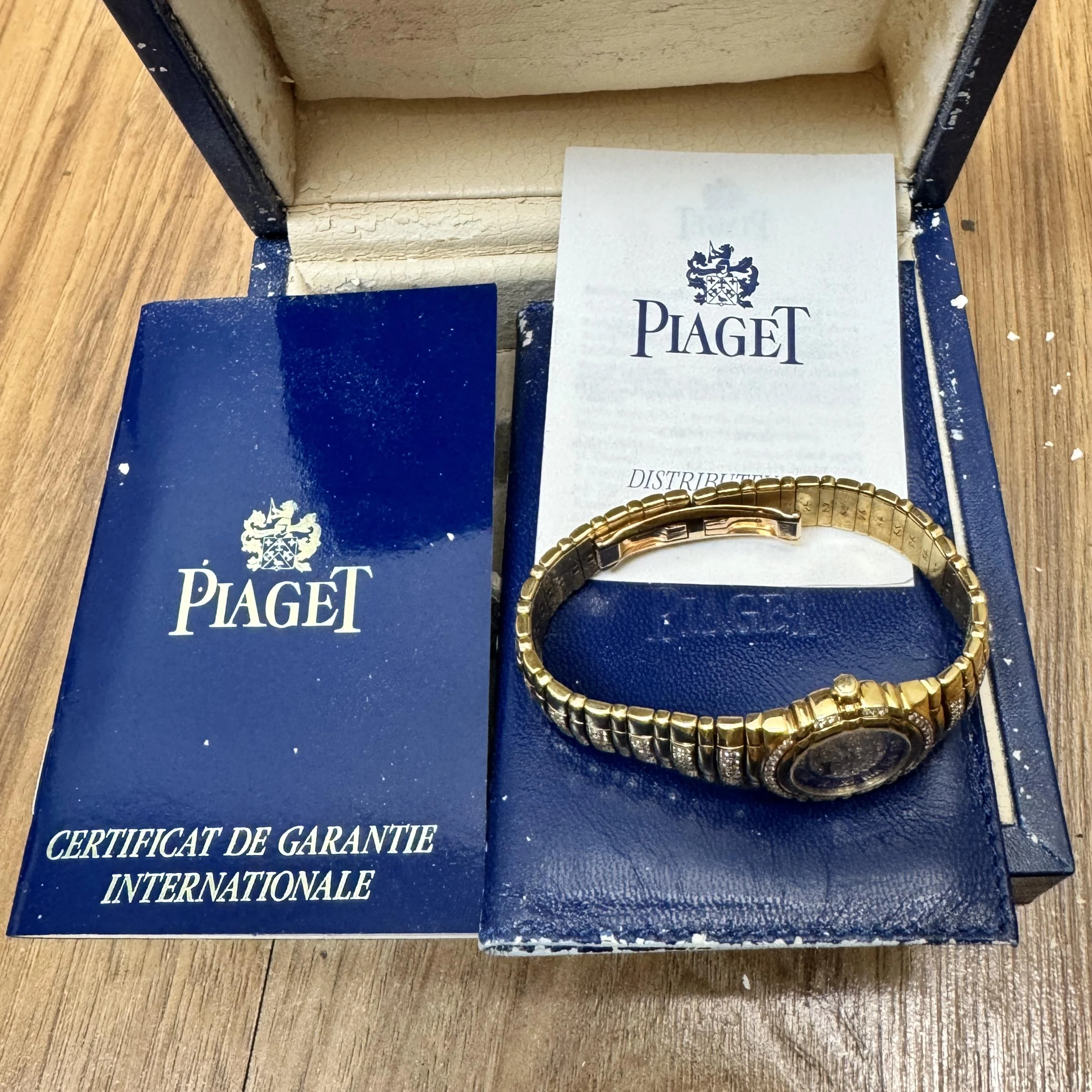 Piaget Tanagra Lapis Lazuli Diamond 18K Gold Bracelet Vintage Watch Full Set - Image 9