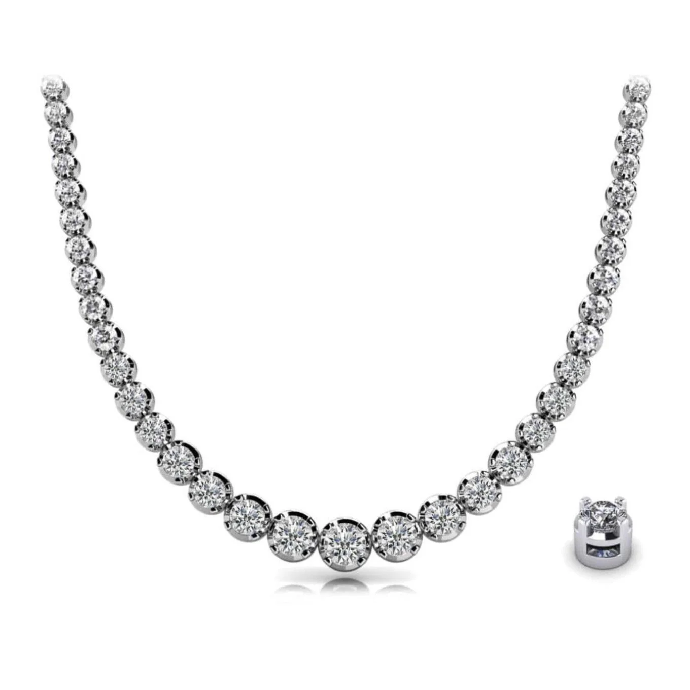 Platinum 3 Carat Diamond Graduated Tennis Choker Necklace - Image 5