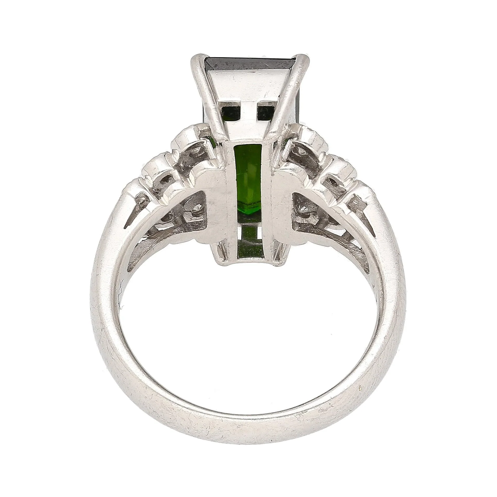 Platinum 3.19 Carat Indicolite Tourmaline & Diamond Vintage Filigree Ring Size 6 - Image 9