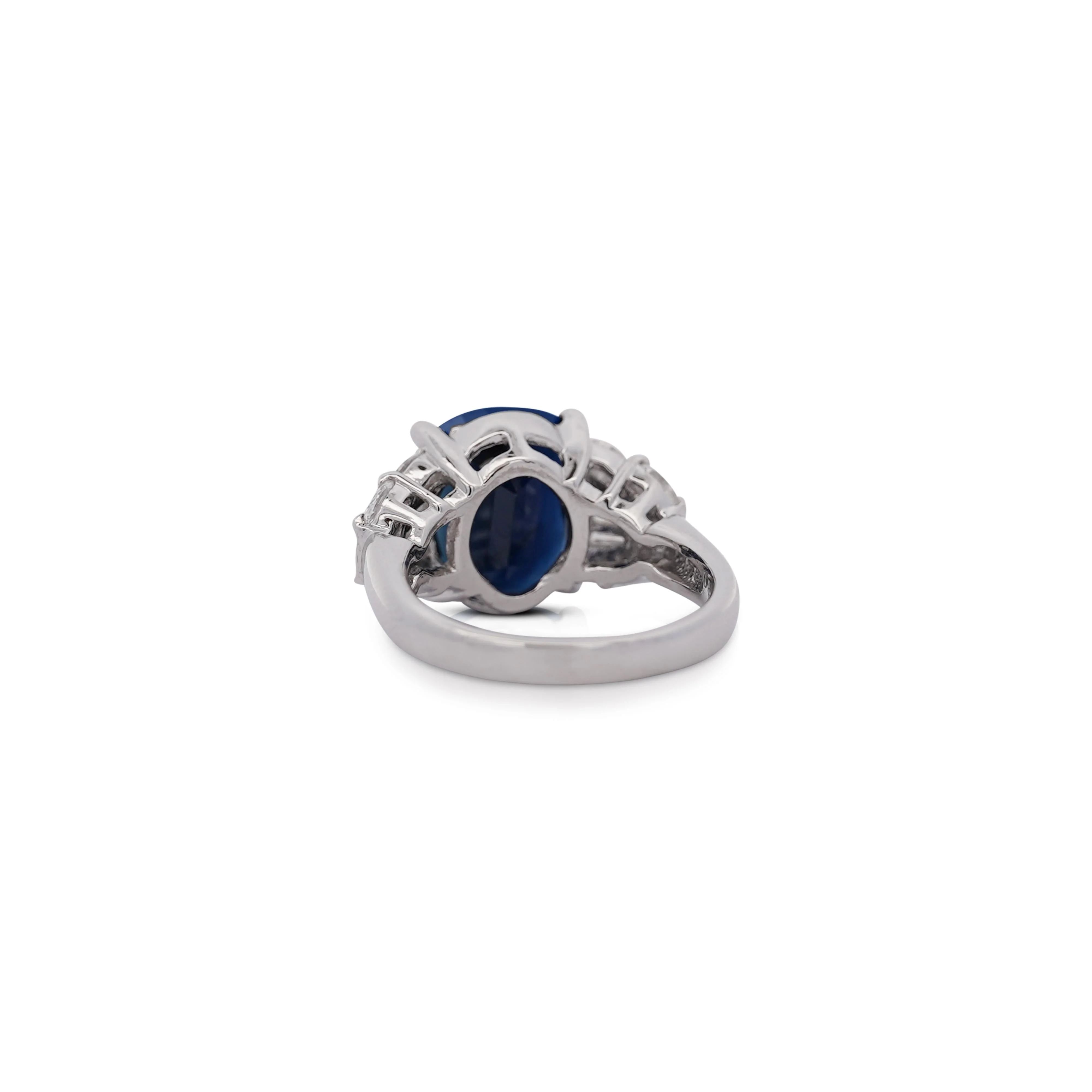 Platinum 7.52 Carat Cushion Cut Blue Sapphire and Diamond Engagement Ring - Image 6