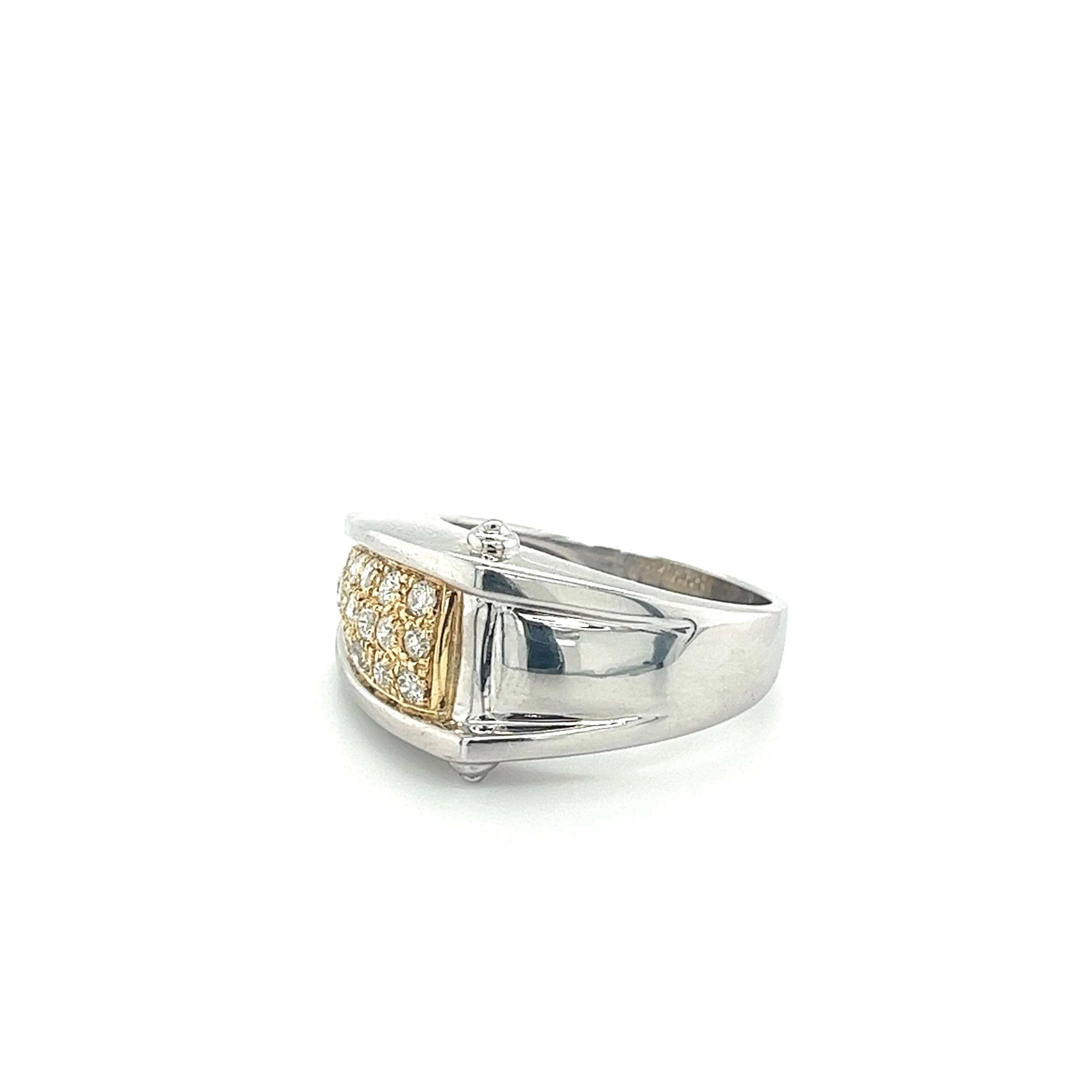 Platinum and 18K Gold Unisex Natural Diamond Pinky Ring - Image 6