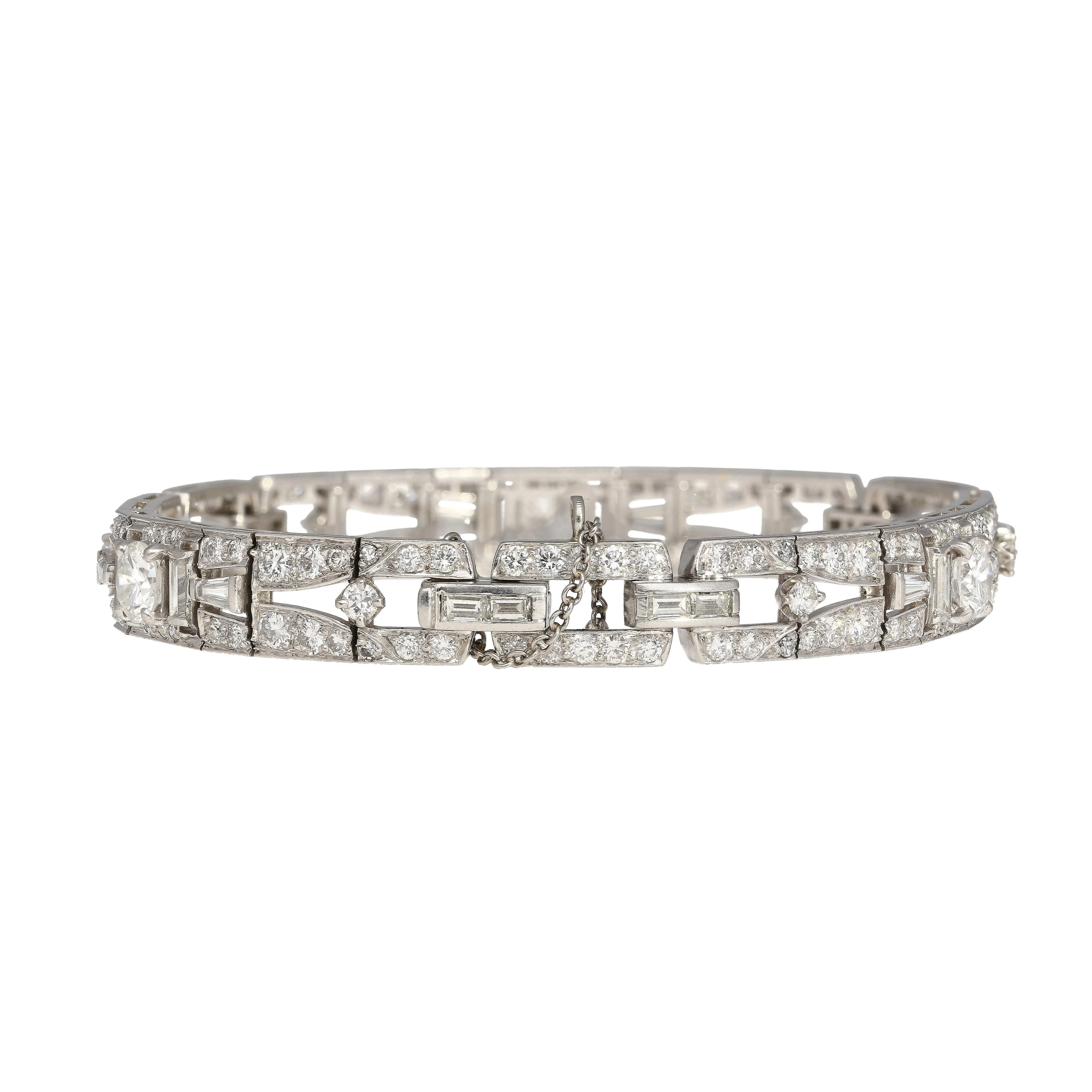 Vintage Art Deco 10 Carat Diamond Platinum Filigree Bracelet - Image 2
