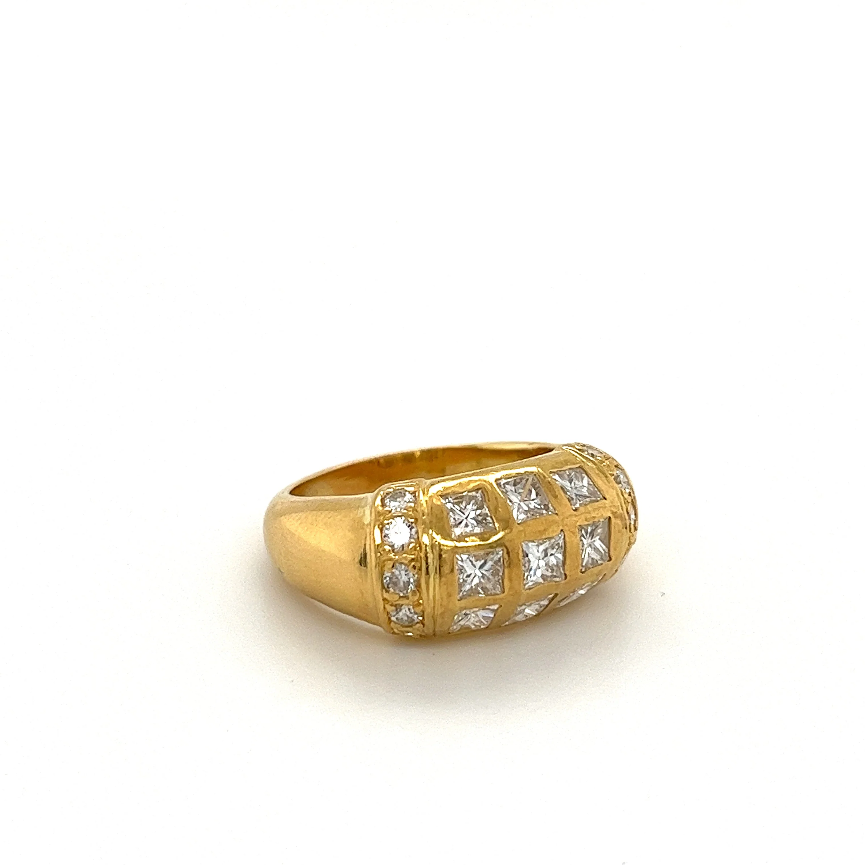 Princess Cut Diamond Cluster Dome Ring in 18k Yellow Gold - Image 2