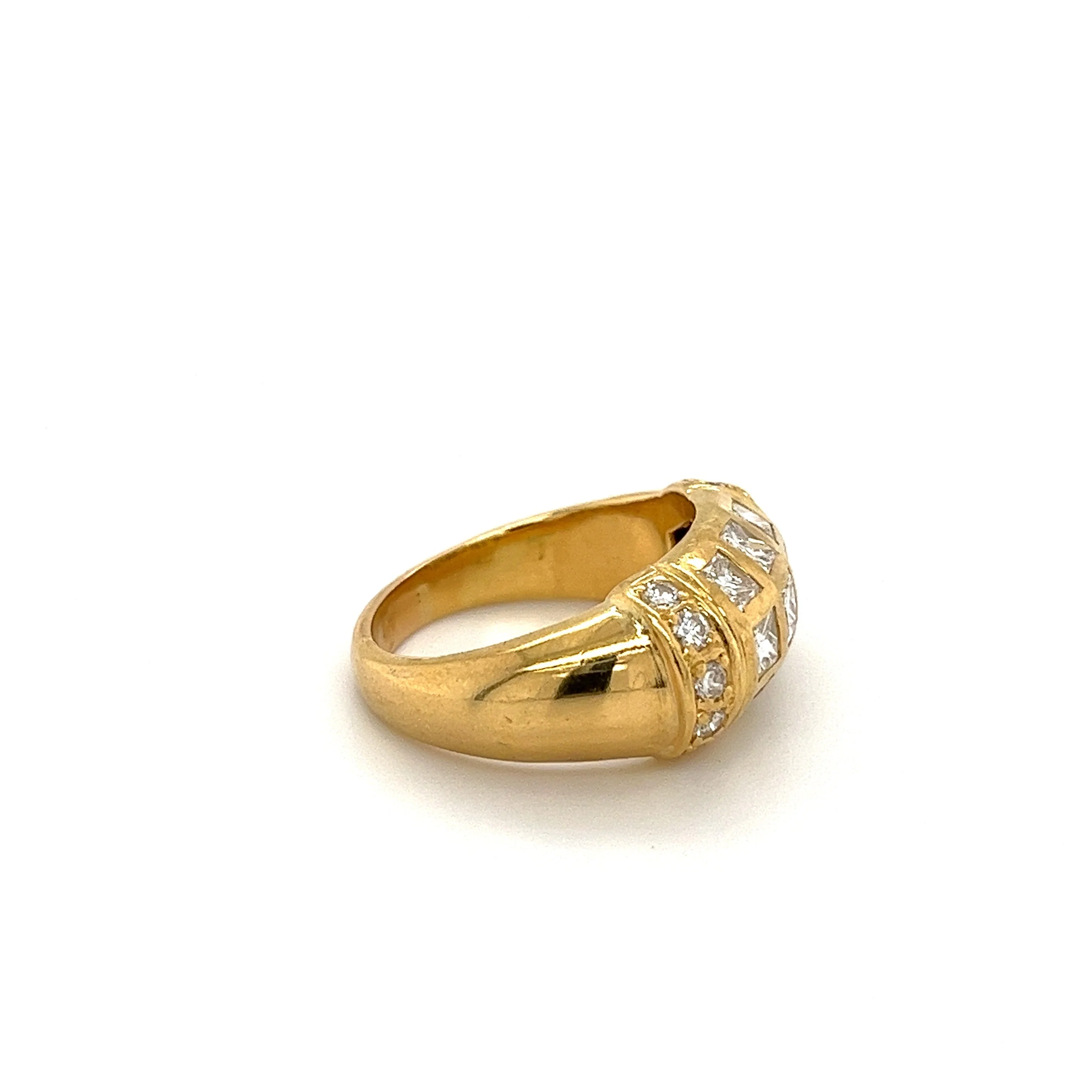 Princess Cut Diamond Cluster Dome Ring in 18k Yellow Gold - Image 3