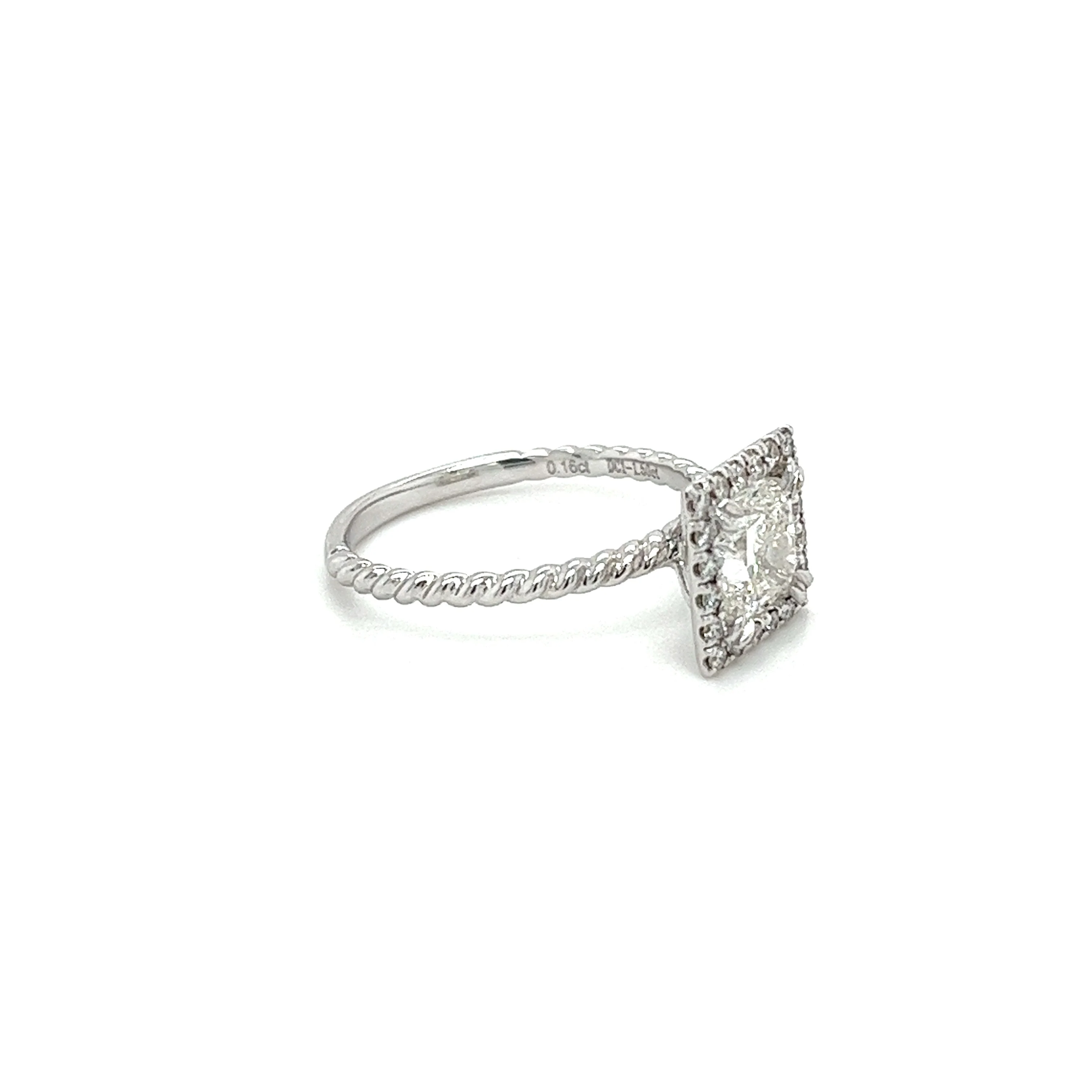 1.50 Carat Princess Cut Lab Grown Diamond Engagement Ring in 18K Rope Style Shank and Diamond Halo - Image 7