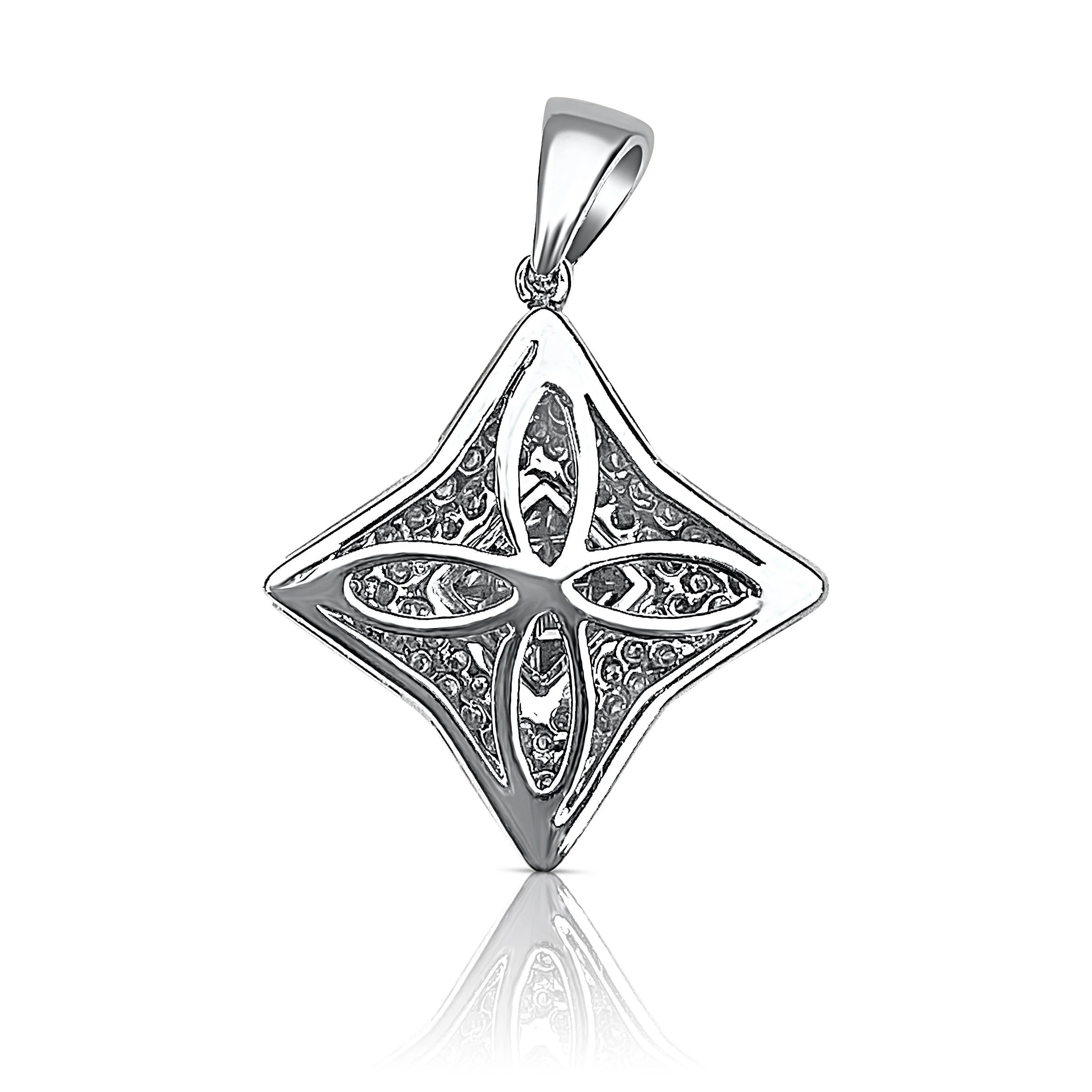 Princess Cut White Gold Diamond Star Necklace in 18k White Gold - Image 3