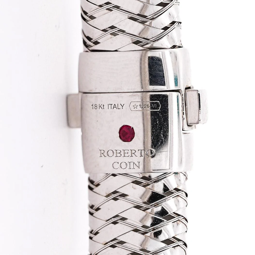 Roberto Coin 18K White Gold Woven Flexible Bangle Bracelet - Image 3