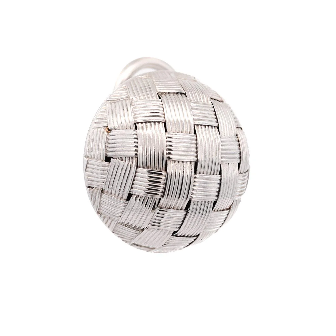 Roberto Coin Frosted Woven Round 18K White Gold Appassionata Stud Earrings - Image 3