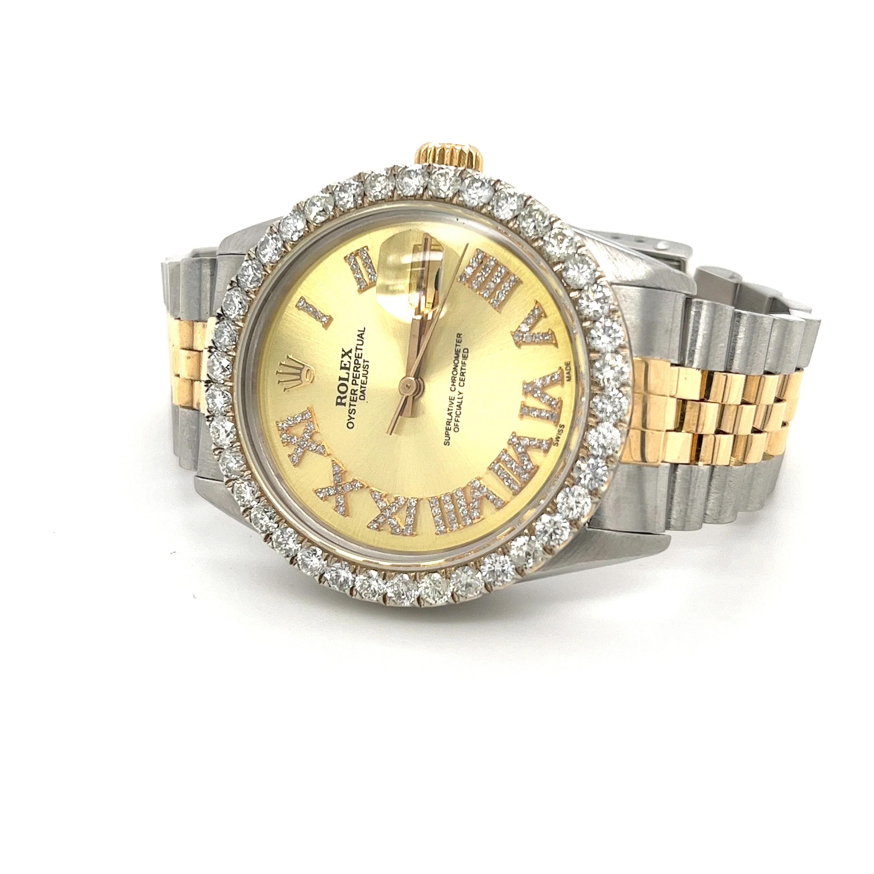 Rolex DateJust 16013 | 3 Carat Diamond Bezel and Roman Numeral Hour Marker with 36mm Dial - Image 3