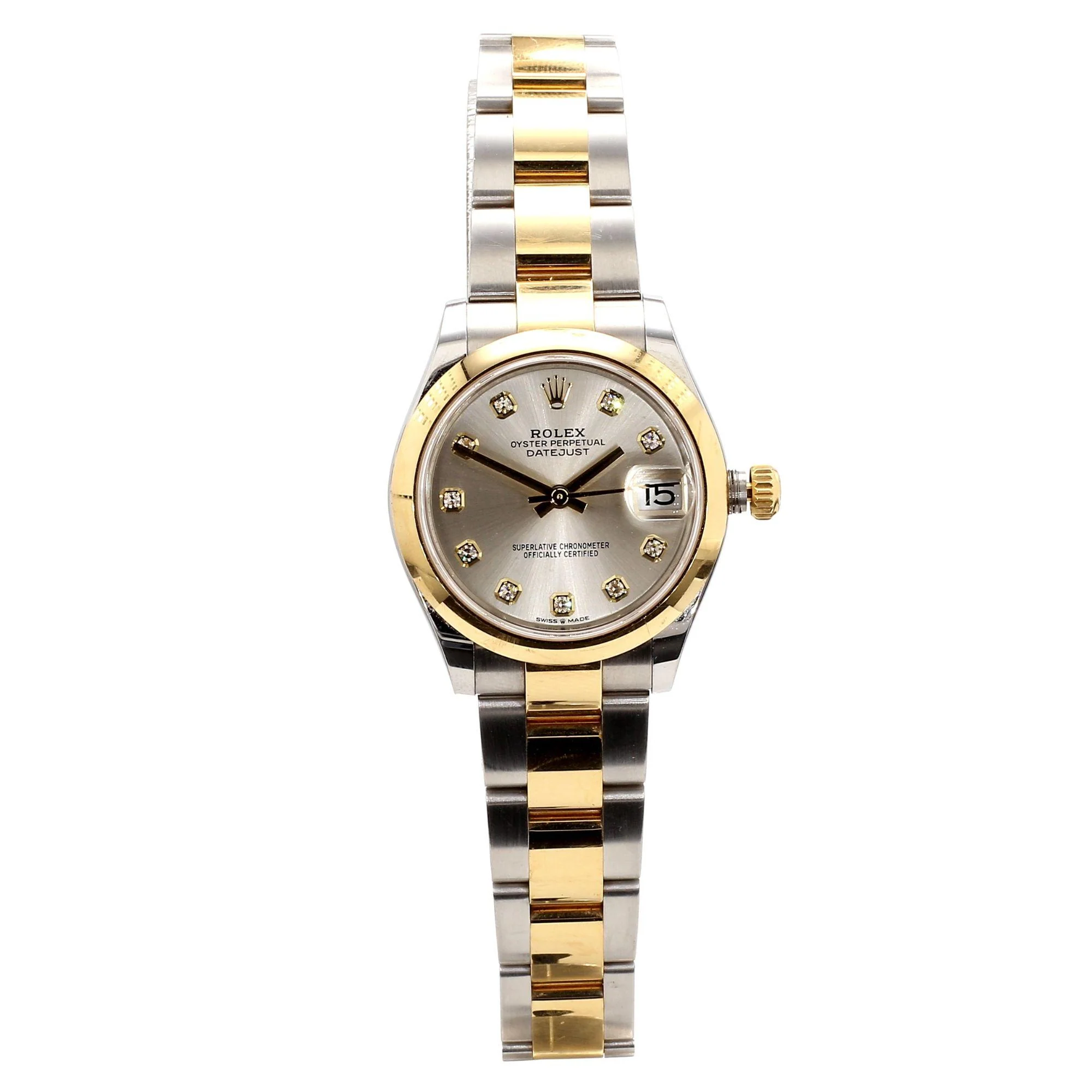 Rolex Datejust 31mm Silver Diamond Dial Two-Tone Yellow Gold Steel Watch - Image 2