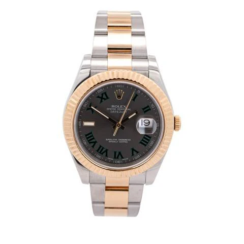 Rolex Datejust II Wimbledon Gray Slate Roman Dial Two Tone On Oyster Watch