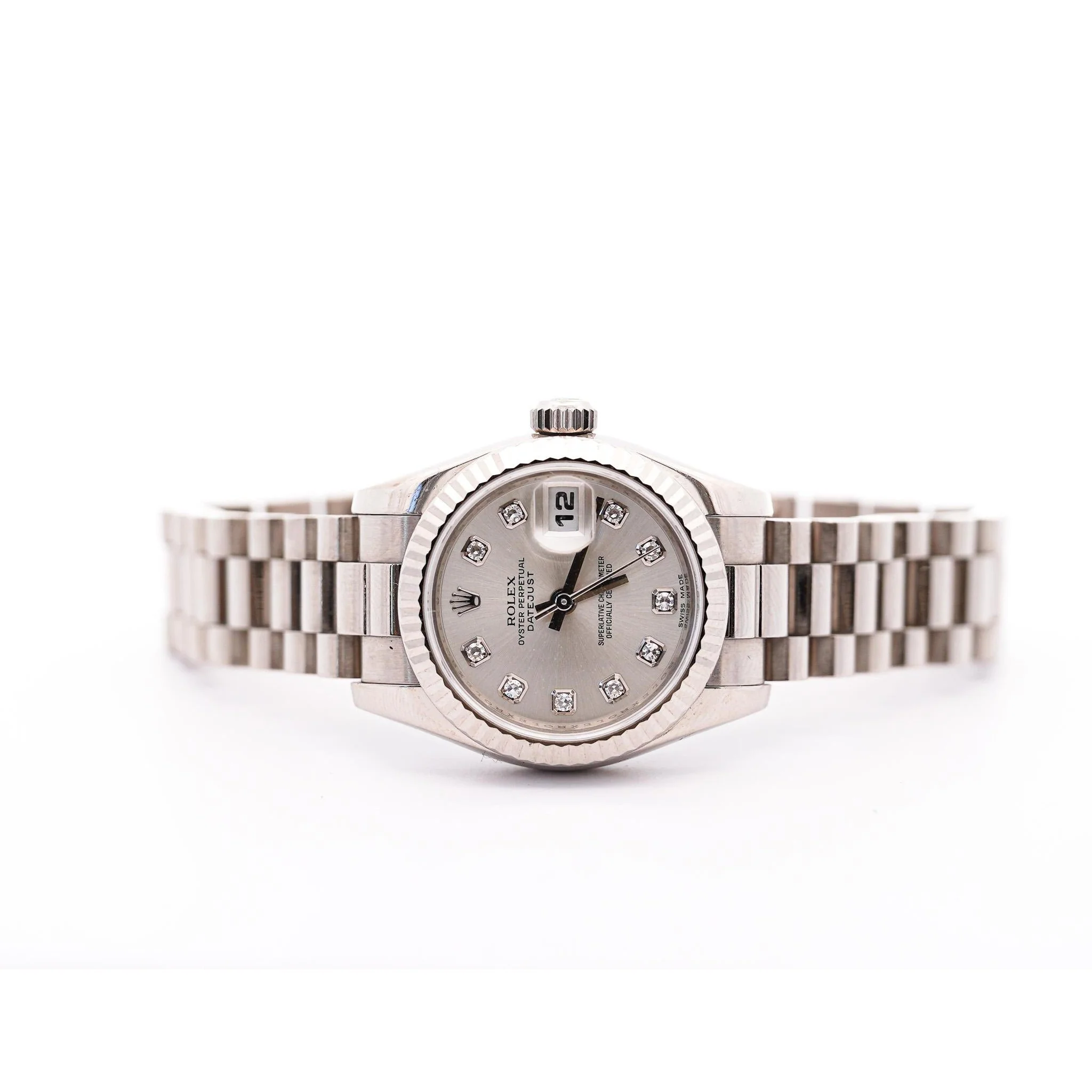 Rolex DateJust President Bracelet 26mm 18K White Gold Factory Diamond Dial - Image 7