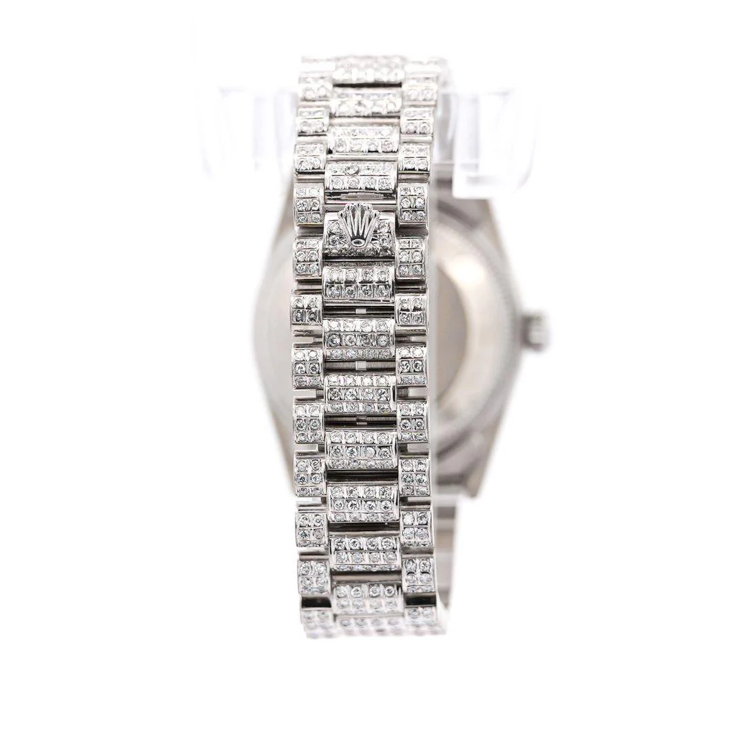 Rolex DateJust President Diamond & Sapphire Watch With Box - Image 7