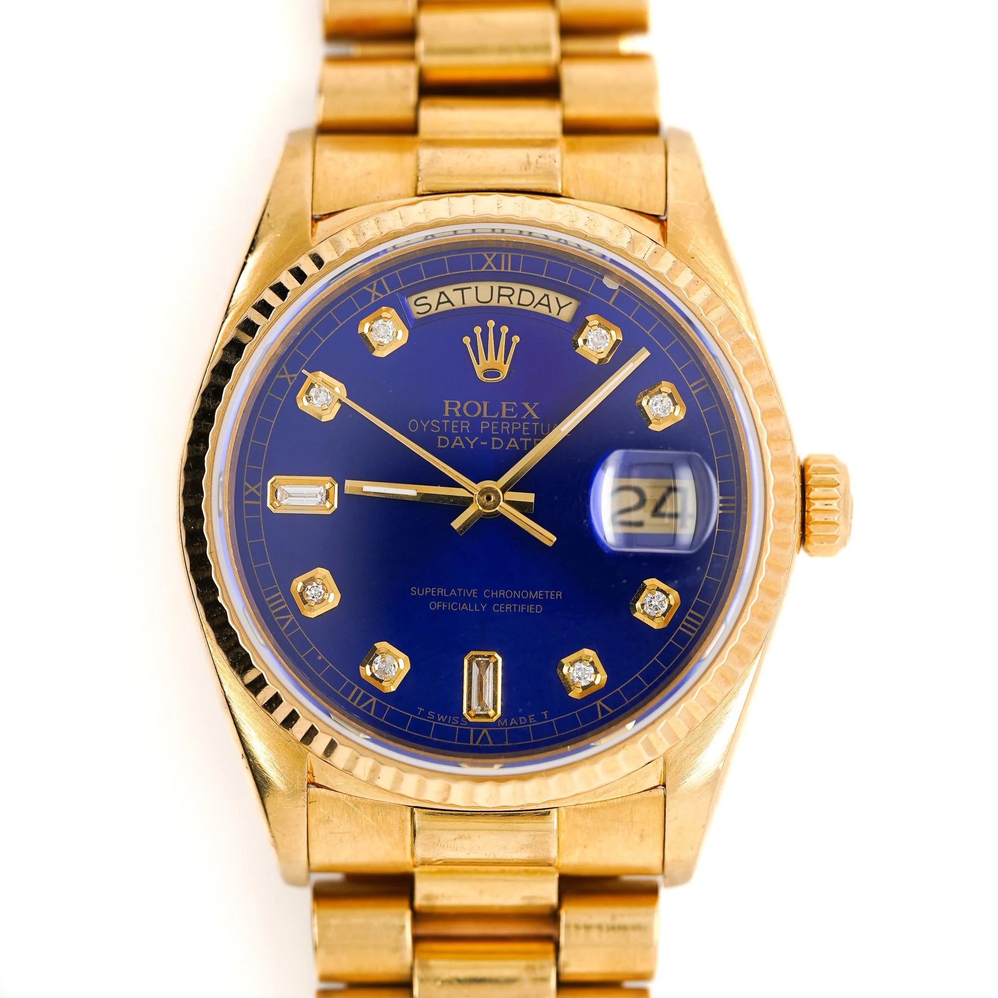 Rolex Day-Date 36mm 18038 Night Blue Diamond Dial 18K Gold Watch - Image 2