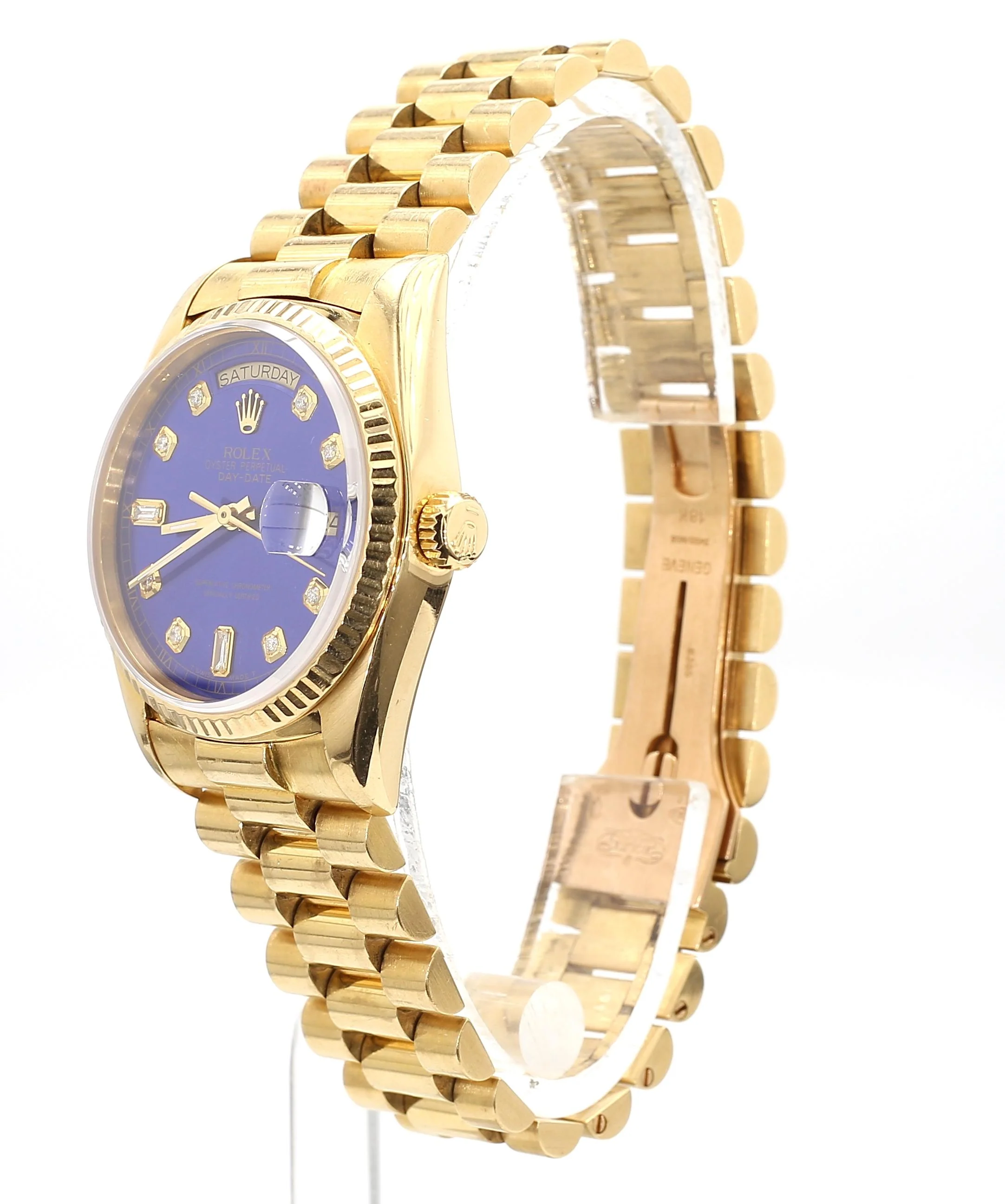 Rolex Day-Date 36mm 18038 Night Blue Diamond Dial 18K Gold Watch - Image 4