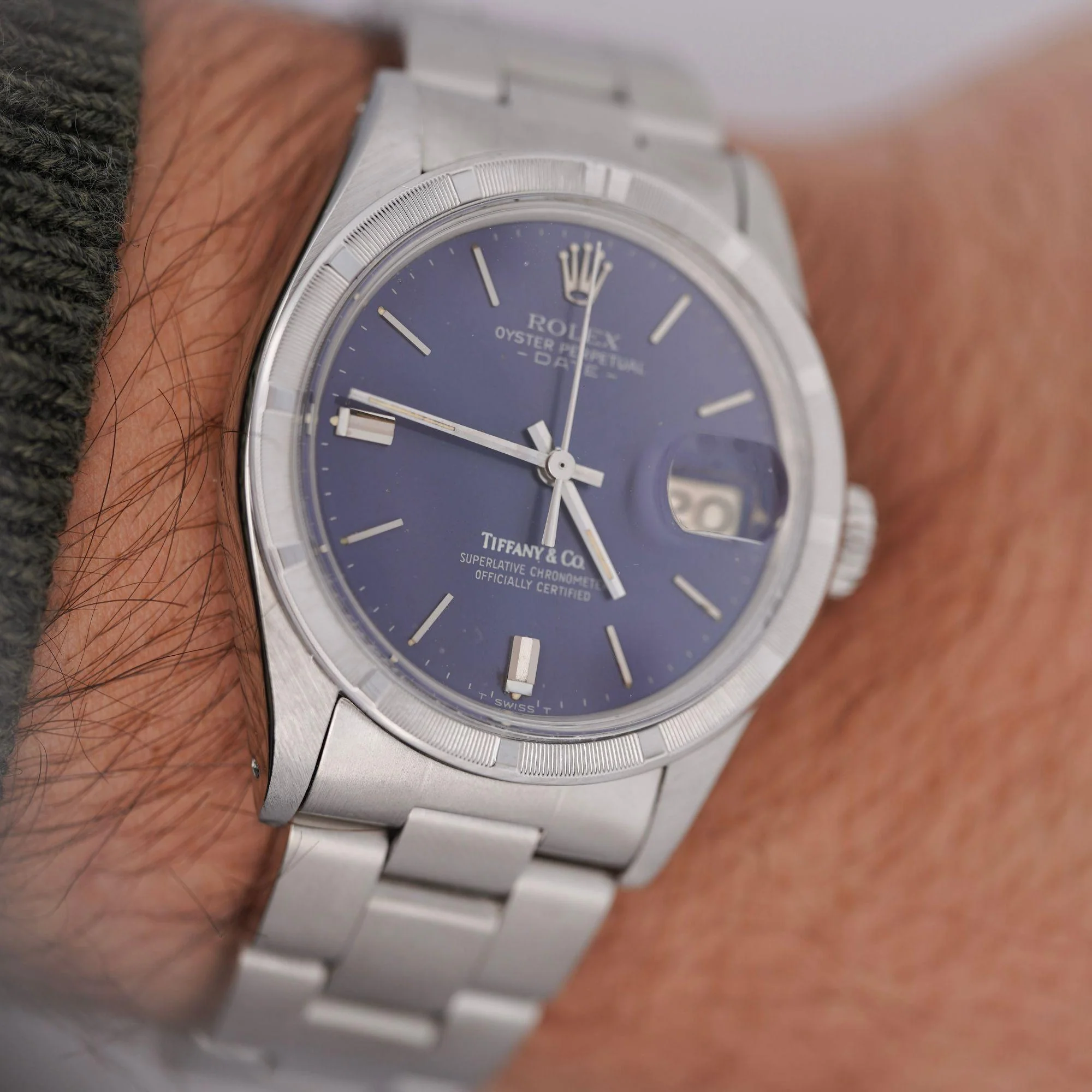 Rolex for Tiffany and Co Oyster Perpetual Date 15210 Dark Blue Dial Watch - Image 2