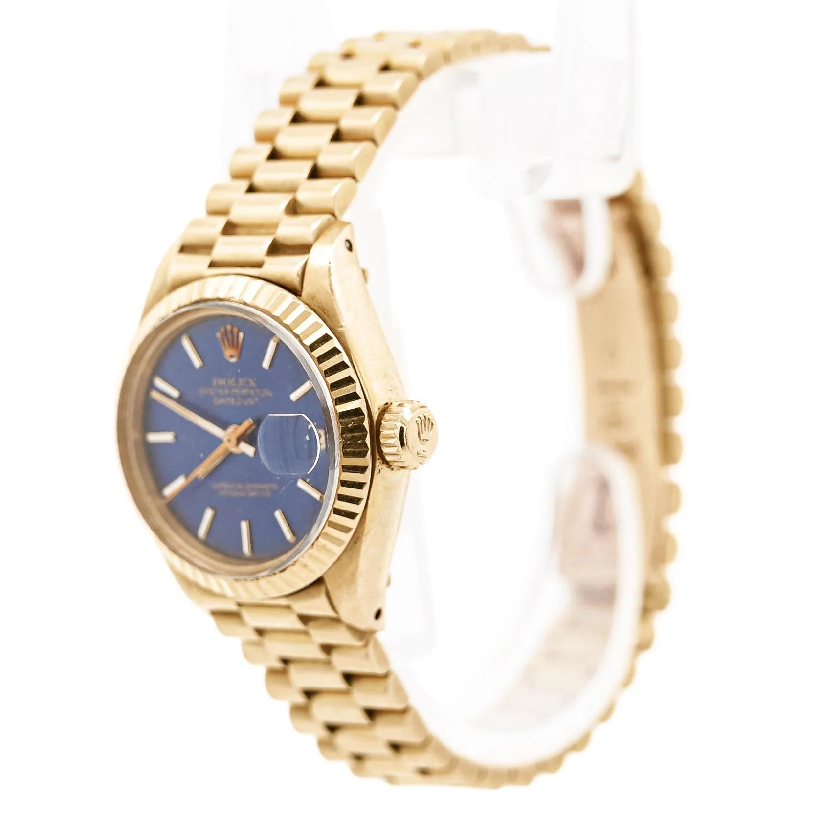 Rolex Lady DateJust 6917 Blue Dial 18K Gold President Bracelet Watch - Image 2