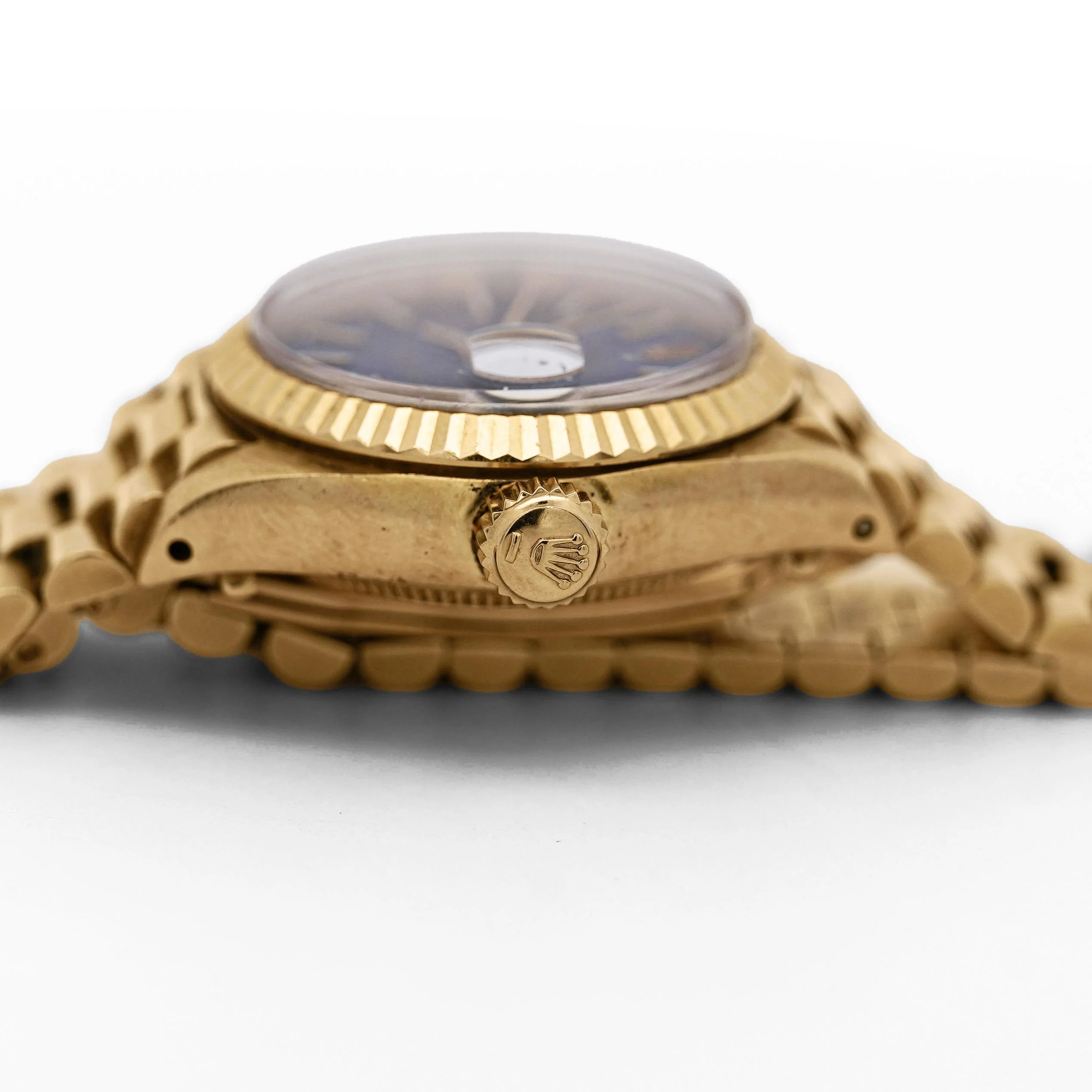 Rolex Lady DateJust 6917 Blue Dial 18K Gold President Bracelet Watch - Image 4