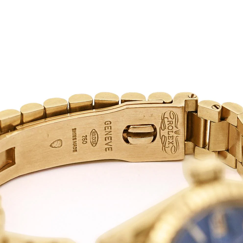 Rolex Lady DateJust 6917 Blue Dial 18K Gold President Bracelet Watch - Image 5