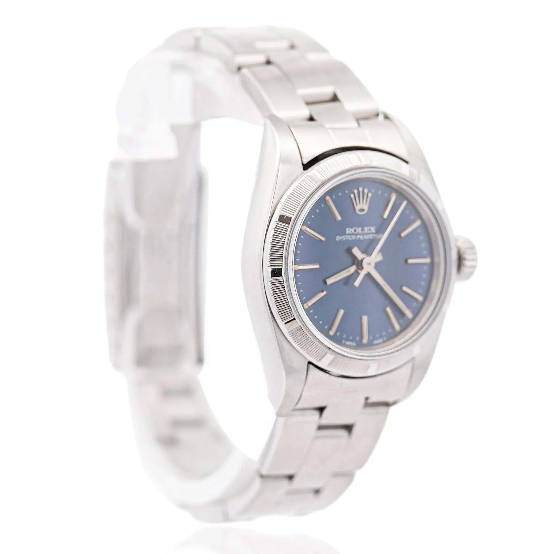 Rolex Lady Oyster Blue Dial 76030 Engine Bezel Blue Dial Watch - Image 3