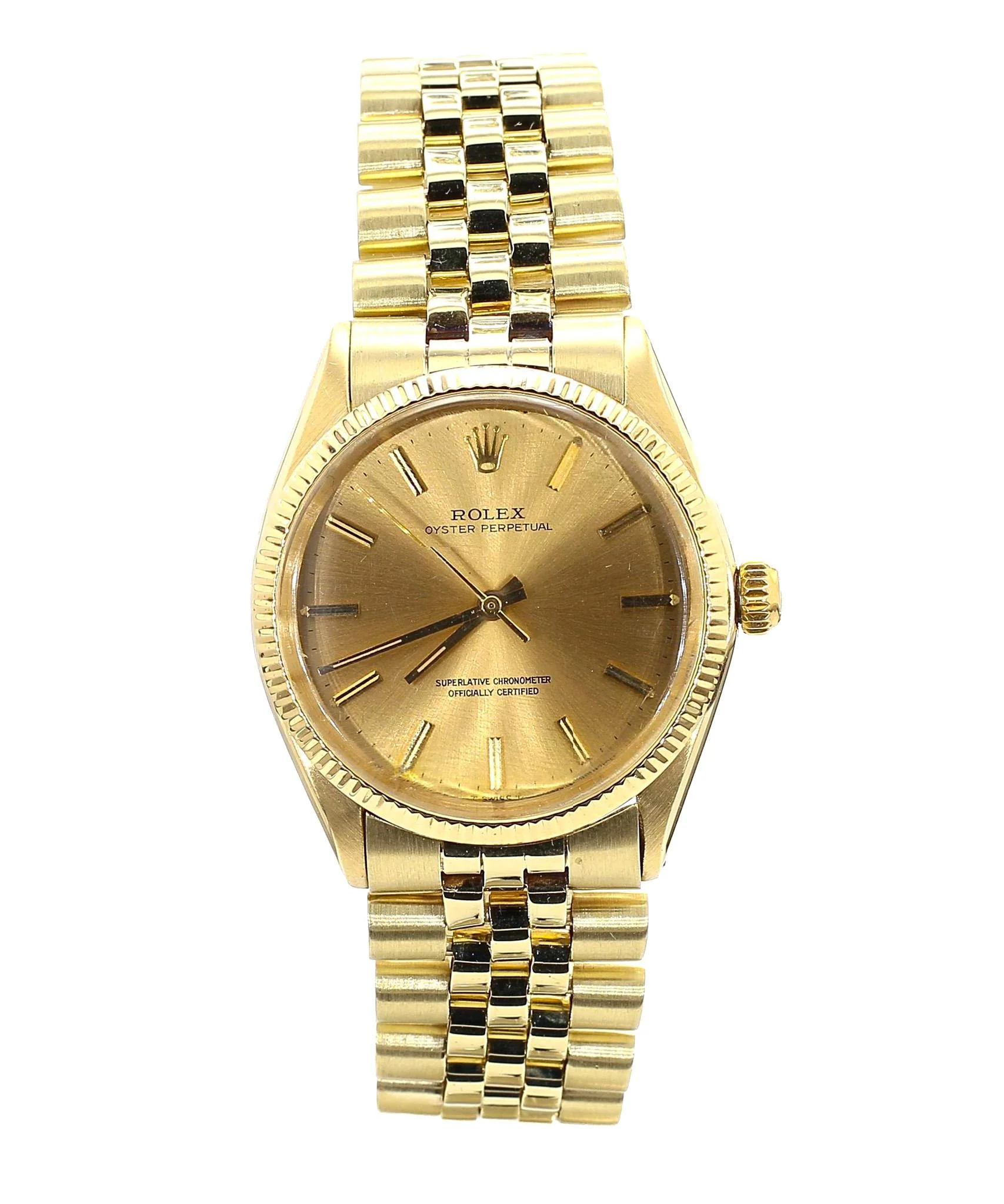 Rolex Oyster 1005 Champagne Dial Gold Vintage Watch - Image 5