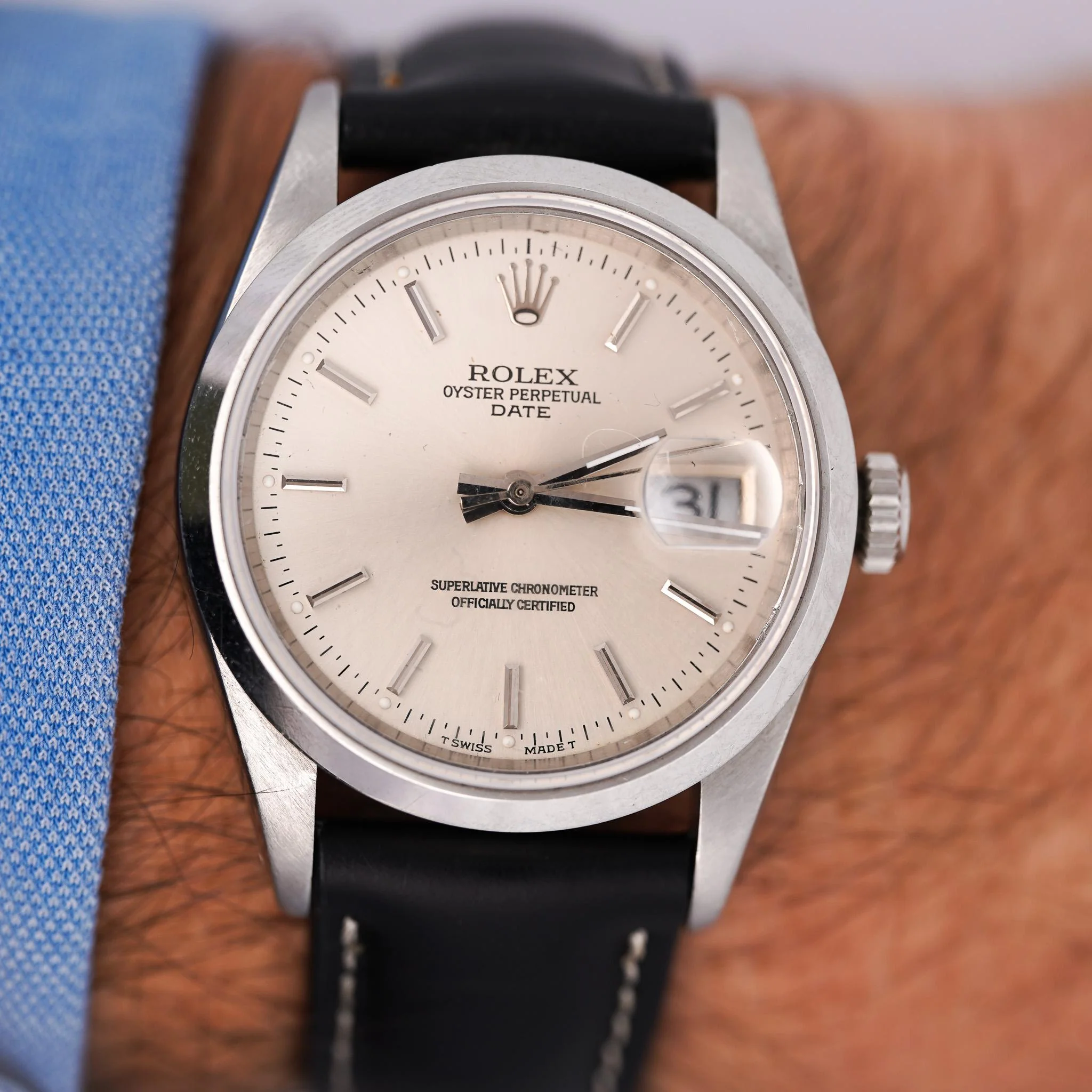Rolex Oyster Date 15200 Automatic Watch Stainless Steel Silver Dial Strap - Image 8