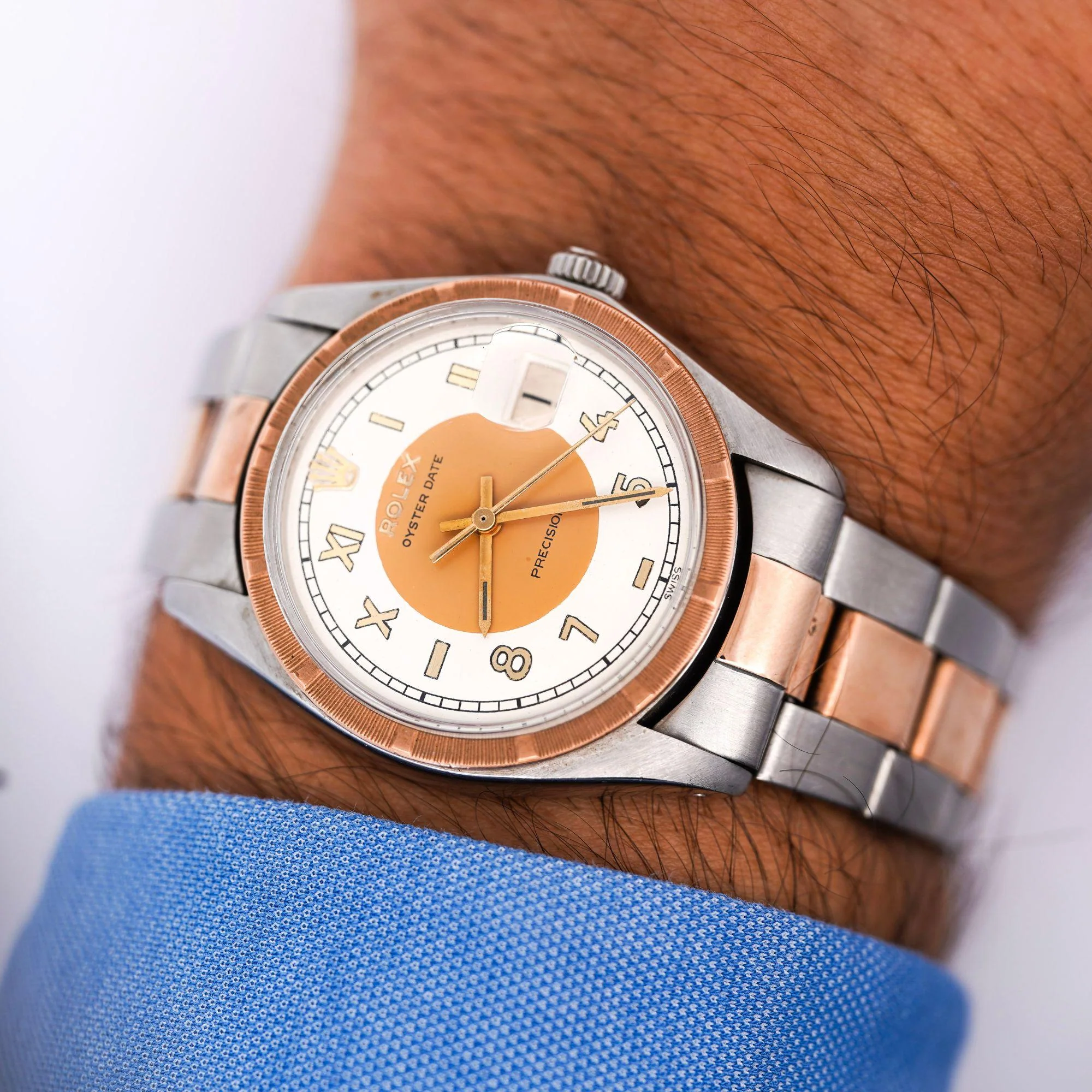 Rolex Oyster Precision 34mm Two-Tone Rose Gold Steel Rare Dial 1978 Watch - Image 8