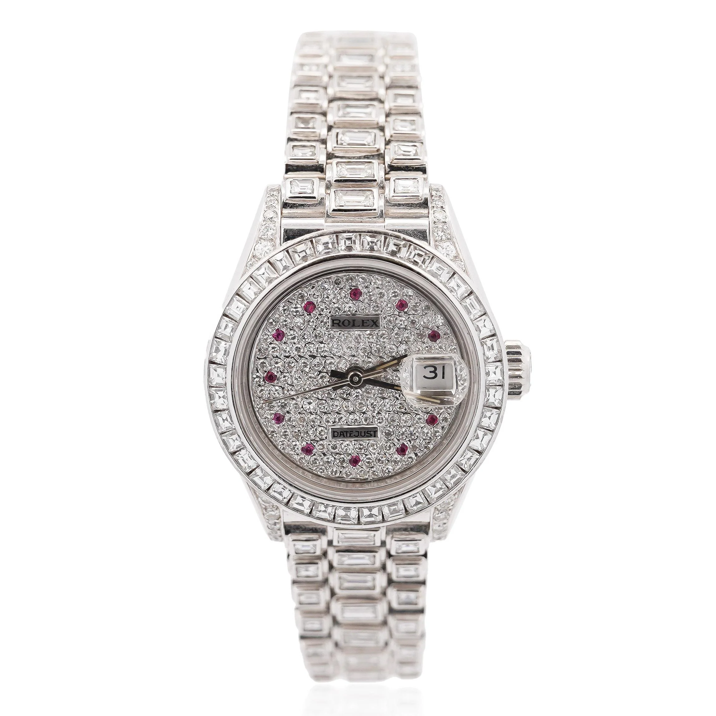 Rolex Platinum DateJust Presidential Watch 15 Carat Diamond 26mm