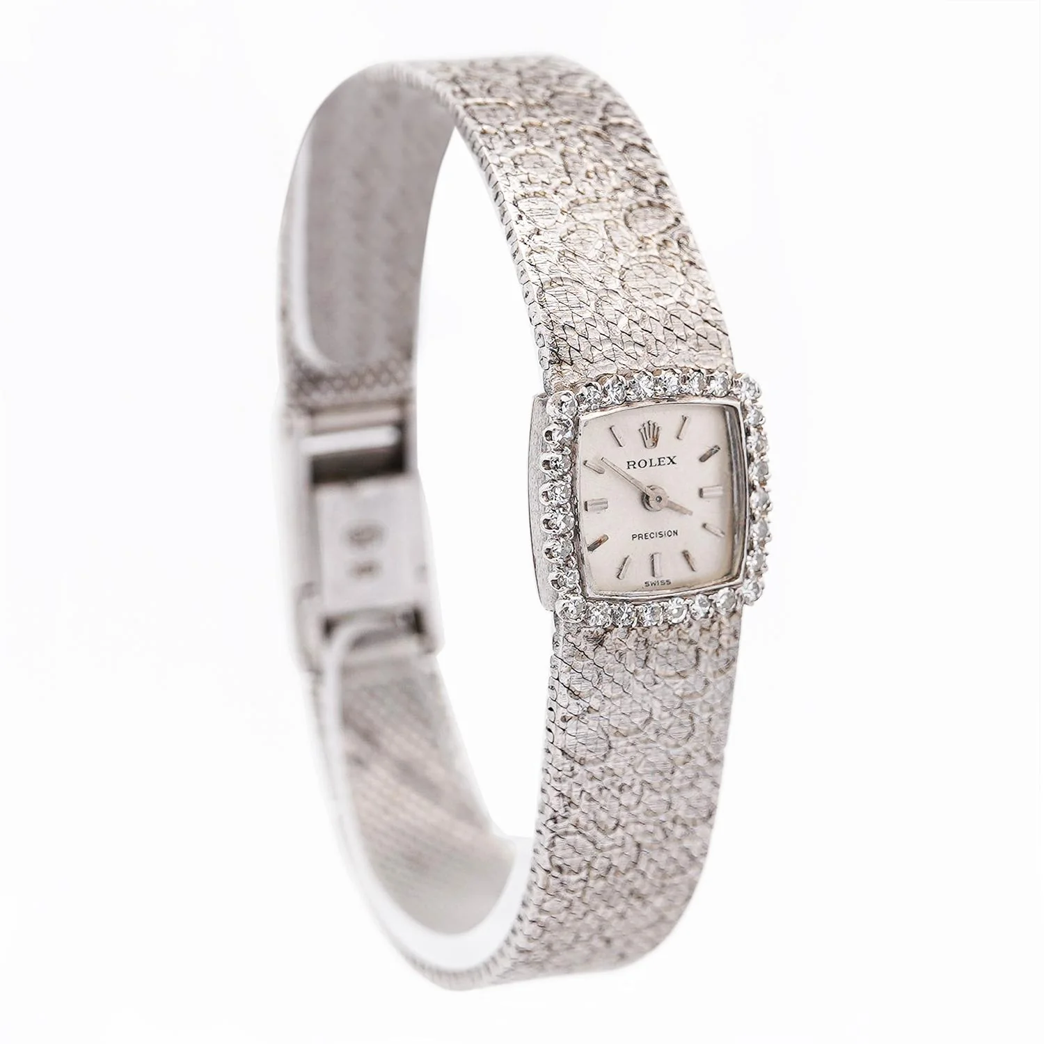 Reserved - Rolex Precision 18K White Gold 18mm Diamond Bezel Watch - Image 2