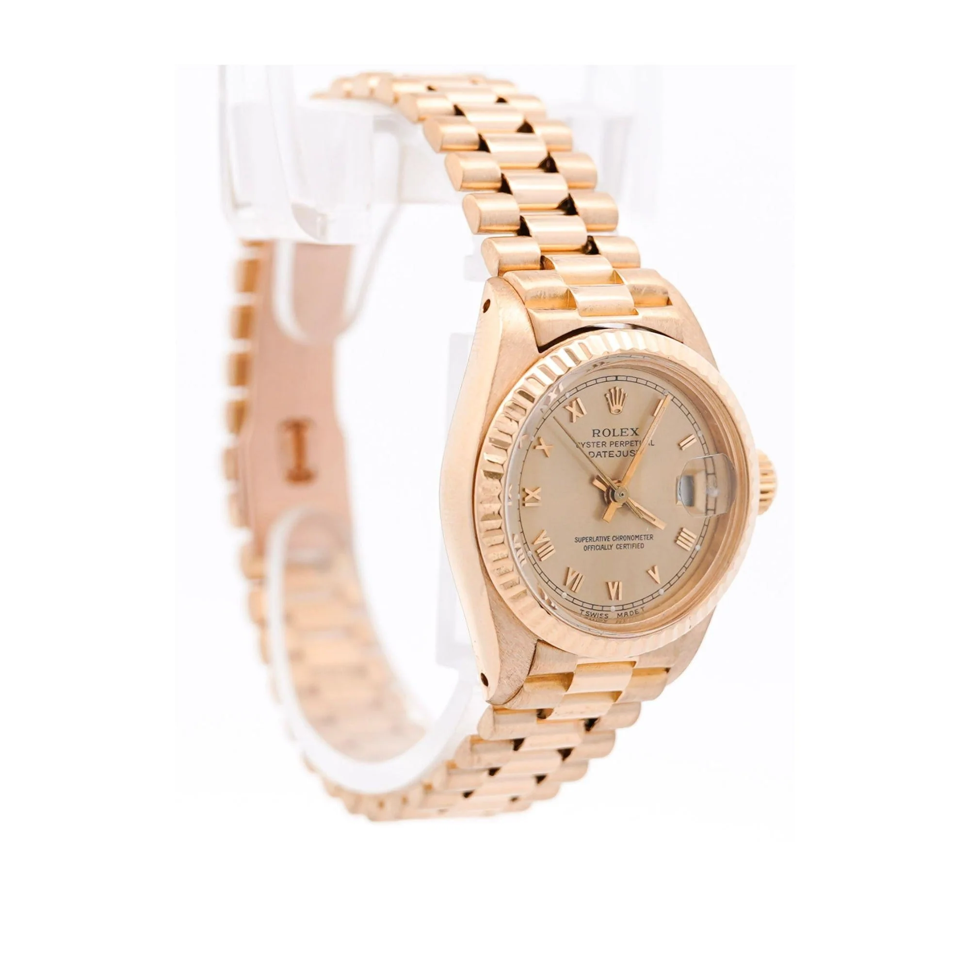 Rolex President Datejust 26mm Fluted 18K Gold Ladies Watch - Image 9