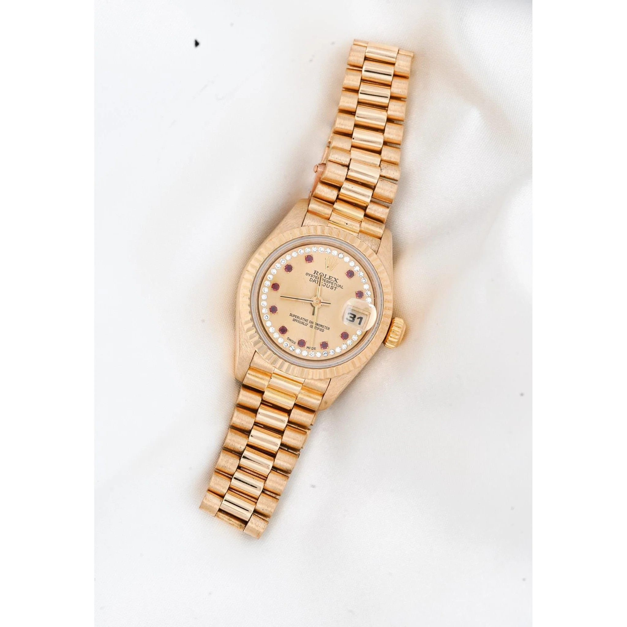 Rolex President Datejust 69178 26mm Ruby Diamond Dial 18K Gold - Image 3
