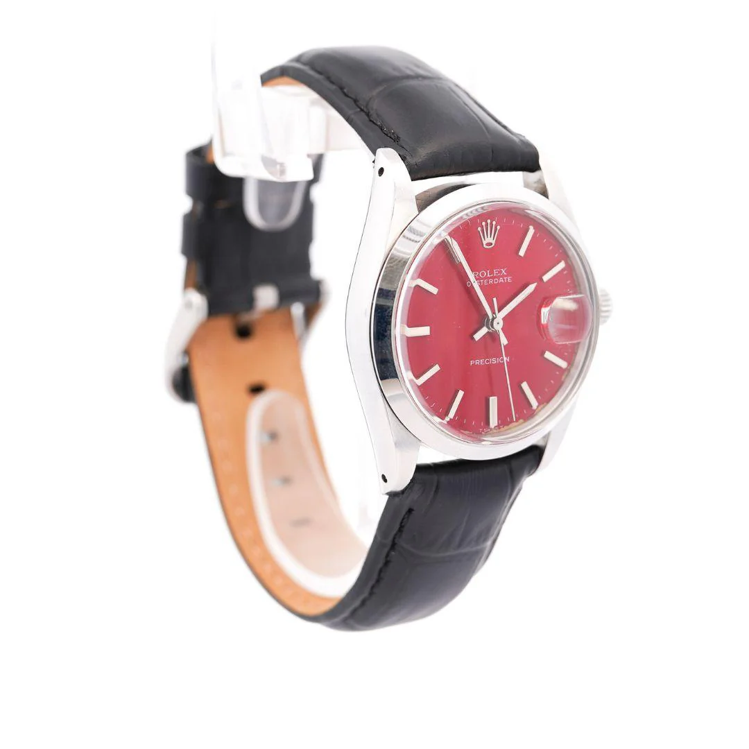 Rolex Red Dial Precision Oyster Date 34MM Watch - Image 5