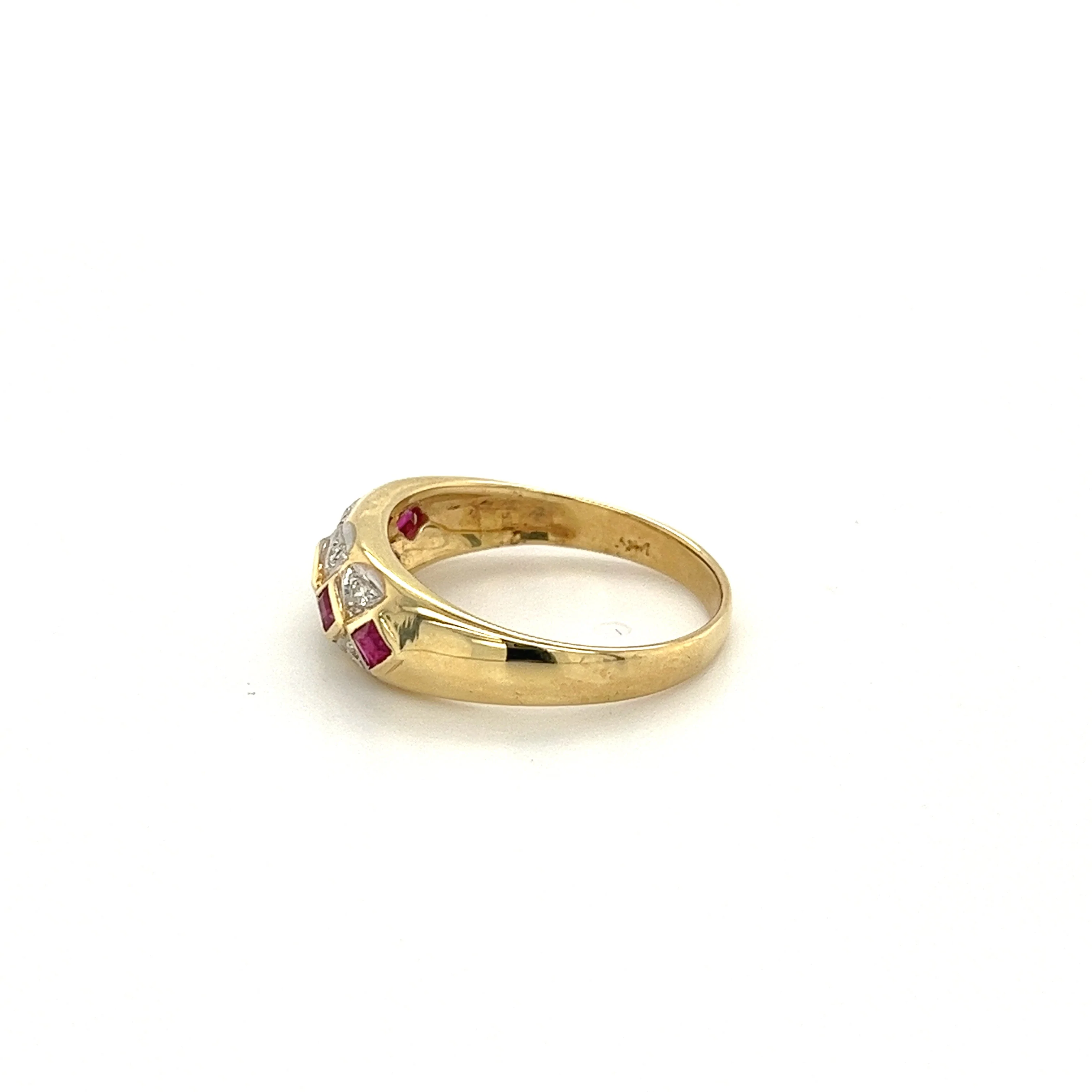 Ruby and Diamond Art Deco Square Pattern Vintage Ring - Image 3