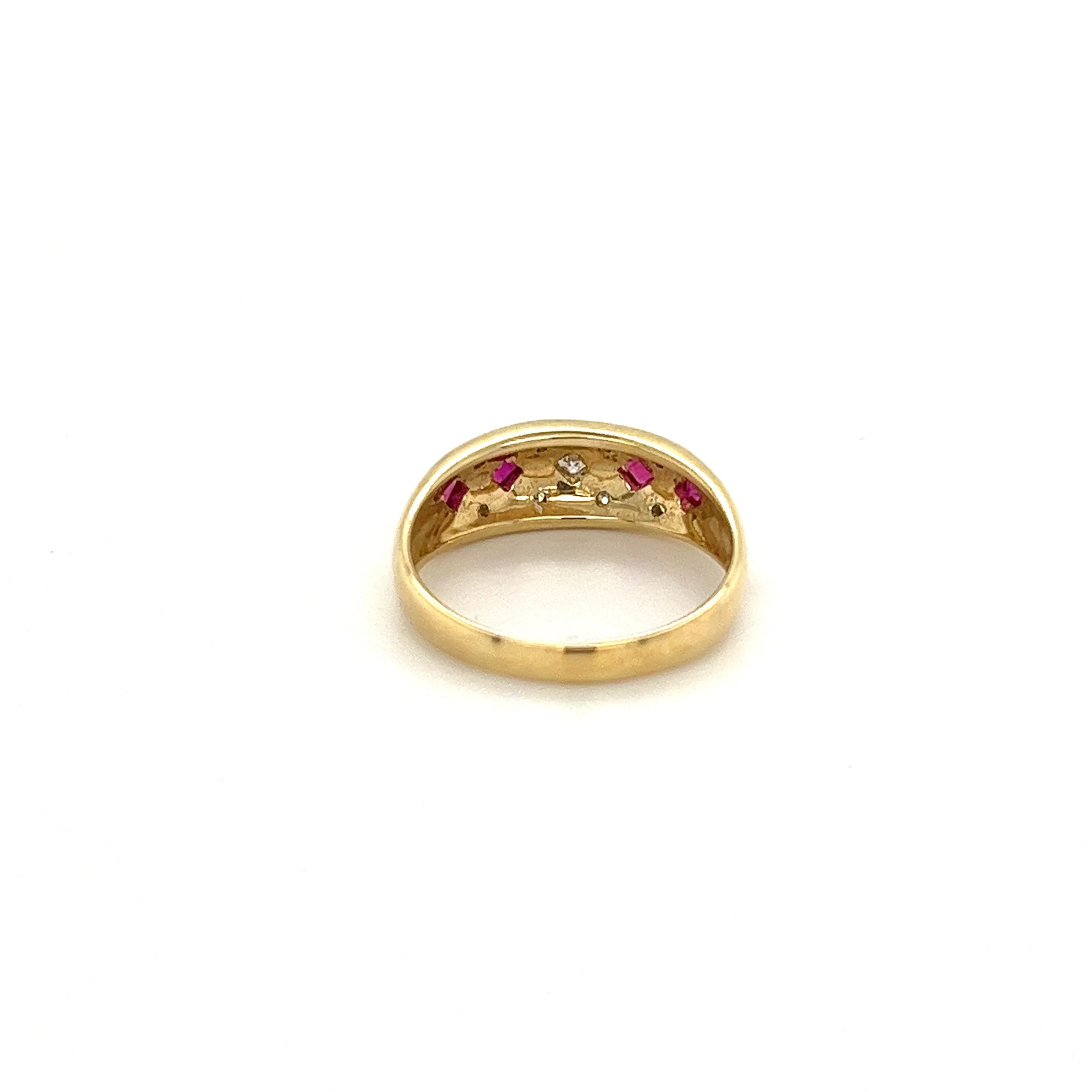 Ruby and Diamond Art Deco Square Pattern Vintage Ring - Image 4