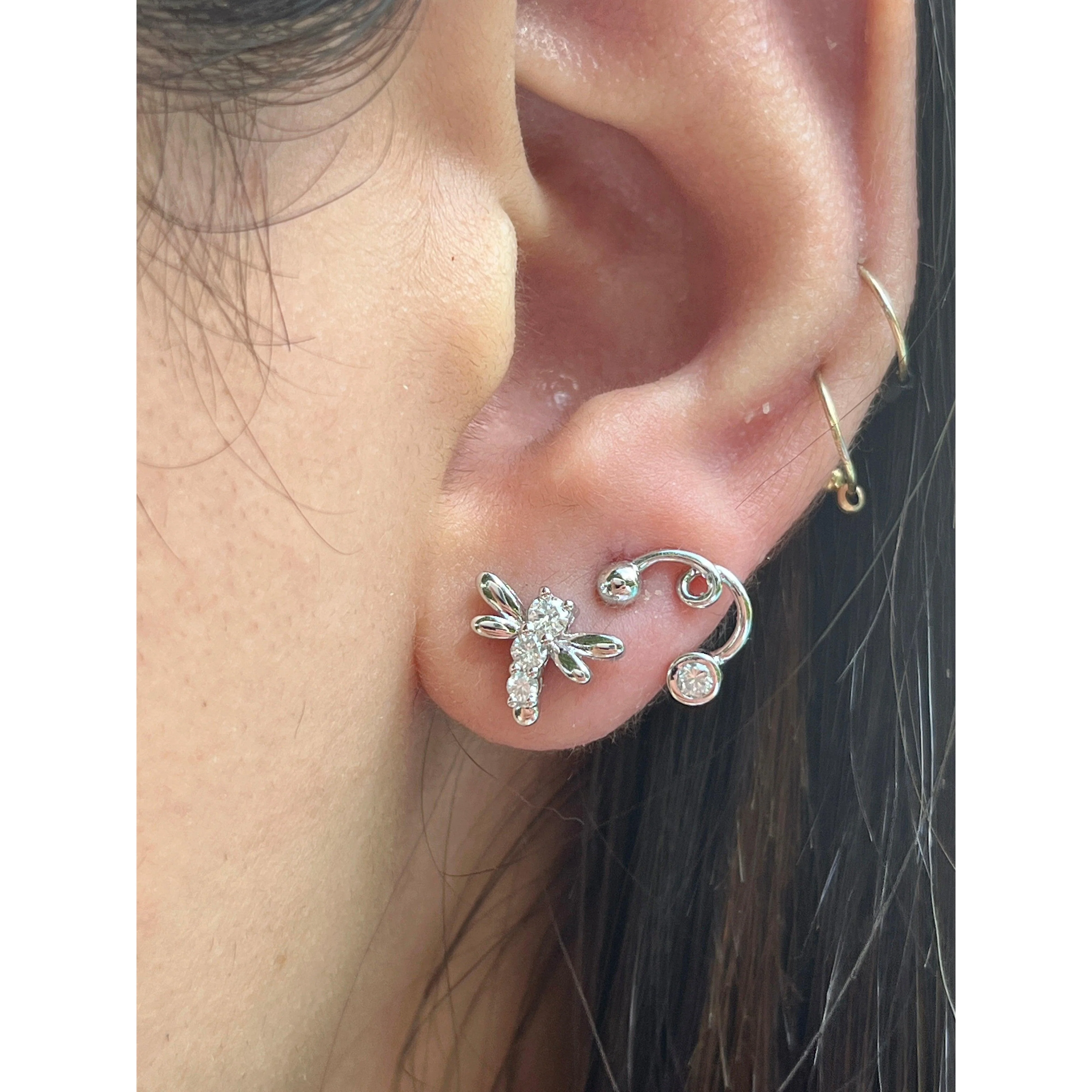 Ruby Dragonfly Stud Earrings in 14K Gold - Image 13