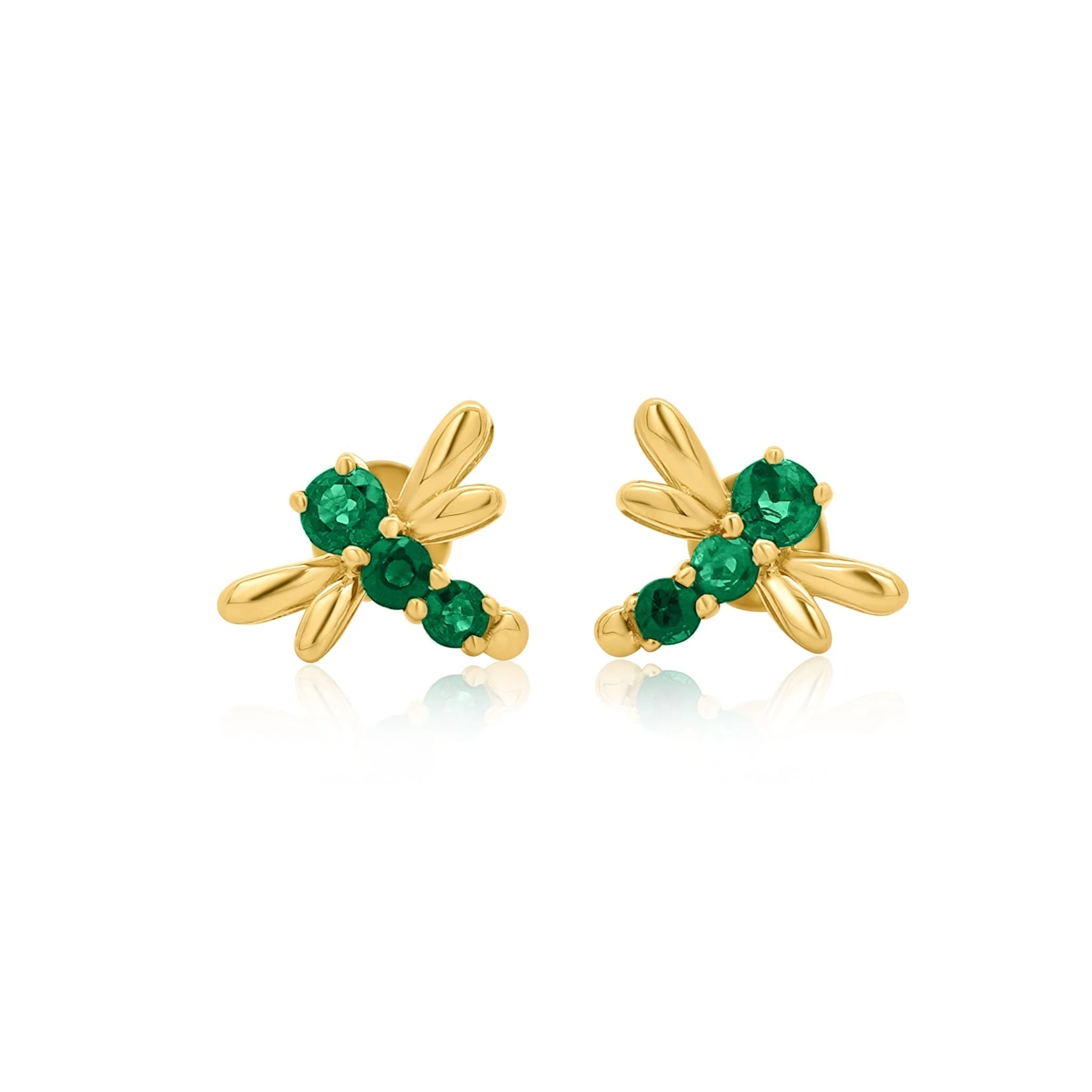 Ruby Dragonfly Stud Earrings in 14K Gold - Image 2
